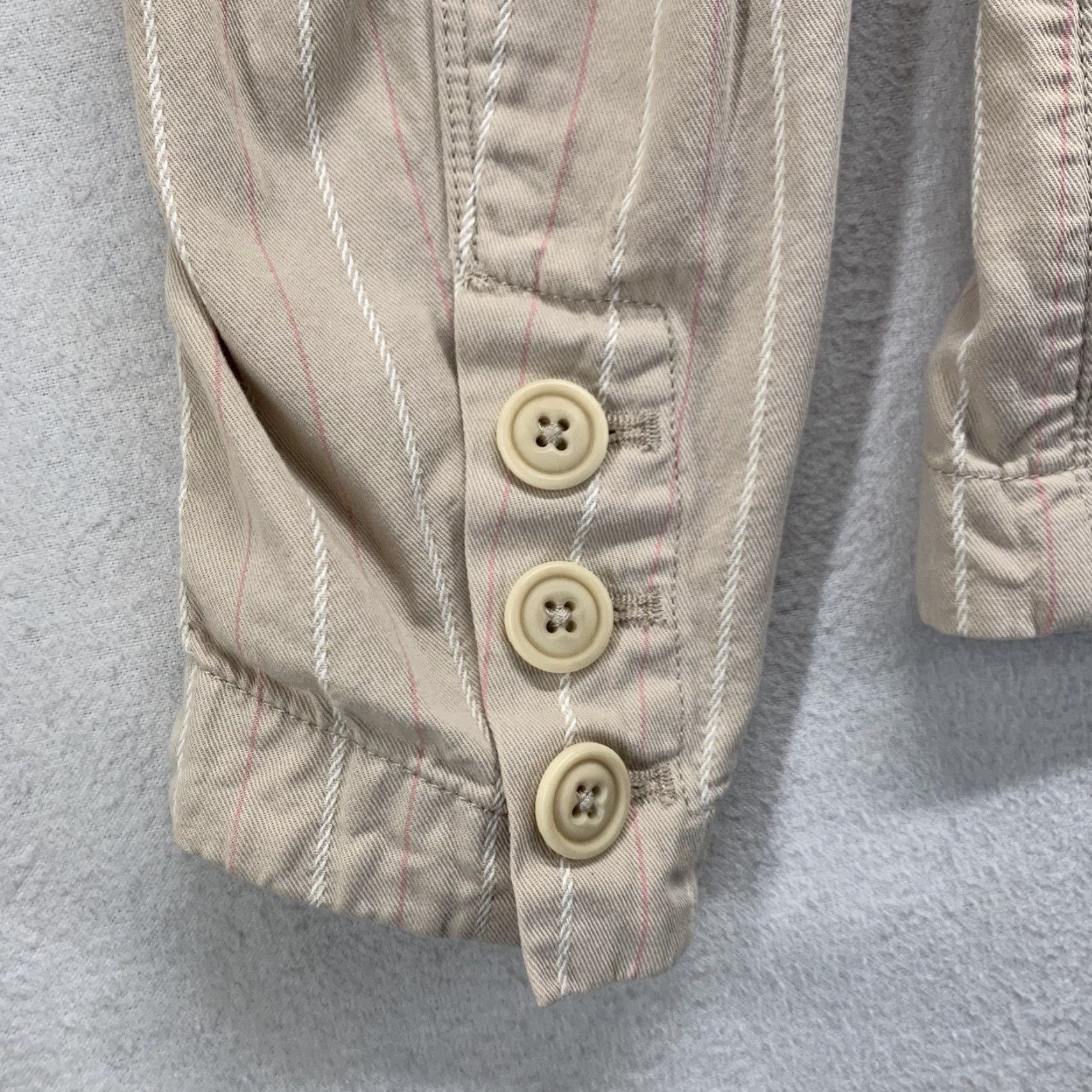 Vintage VINTAGE L.L. Bean Women's Blazer Jacket Short Sleeve Cotton Striped Beige 8 Regular Size M / US 6-8 / IT 42-44 - 4 Thumbnail