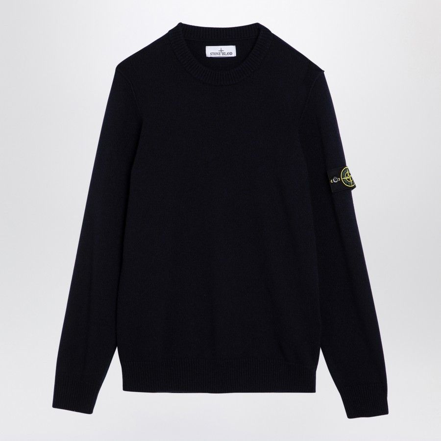 o1d2blof0624 Crew-neck Wool Sweater in Navy Blue