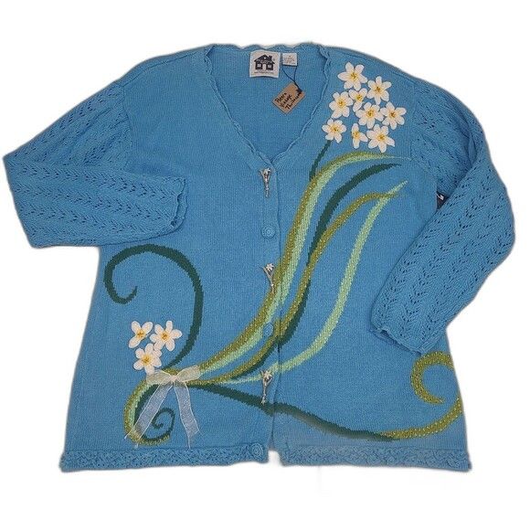 Tundra Vtg Storybook Knits Floral Cardigan Sweater Size XL / US 12-14 / IT 48-50 - 2 Thumbnail