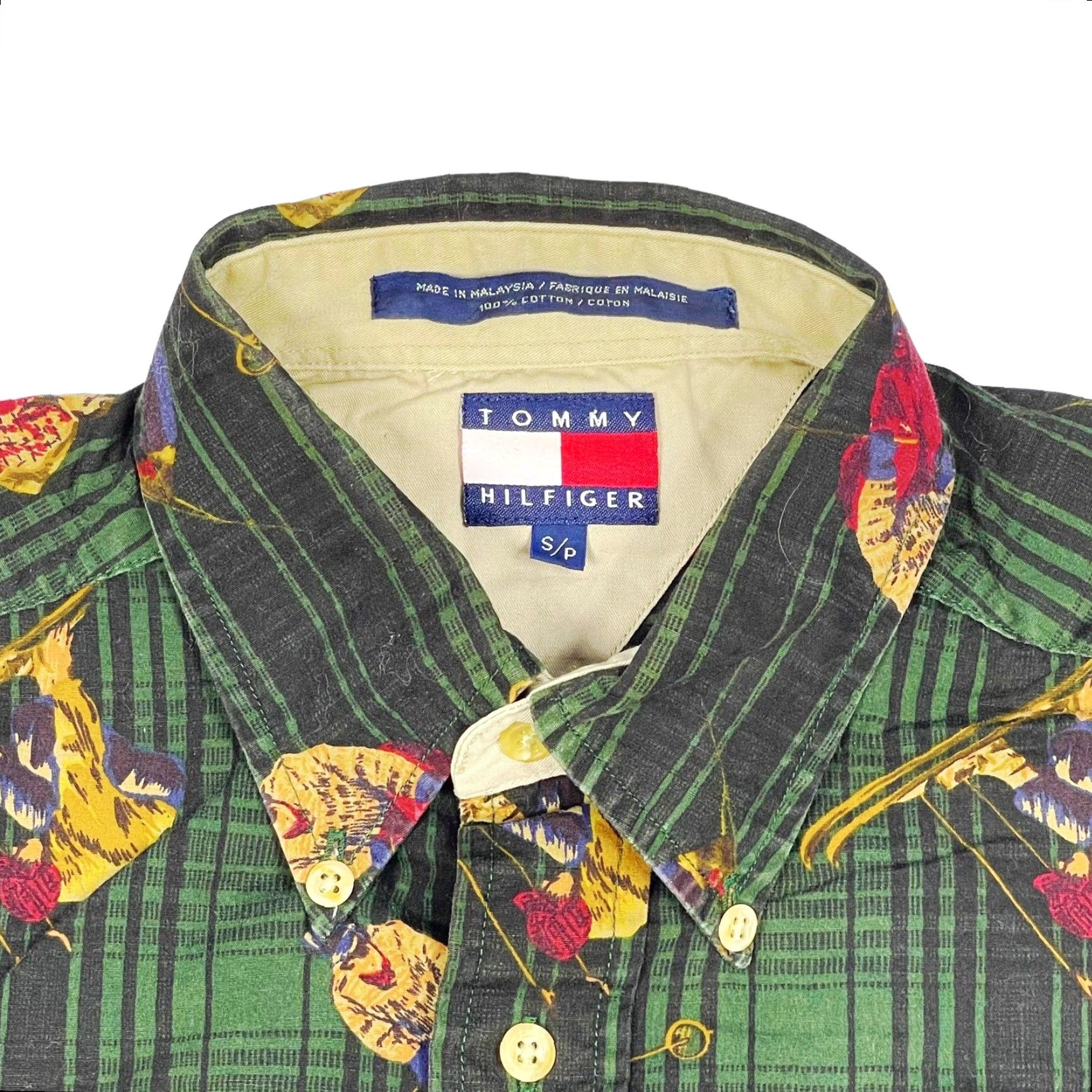 Tommy Hilfiger VINTAGE TOMMY HILFIGER PLAID ALL OVER PRINT LONG SLEEVE BUTTON UP SHIRT Mens S Green Cotton Size US S / EU 44-46 / 1 - 4 Thumbnail