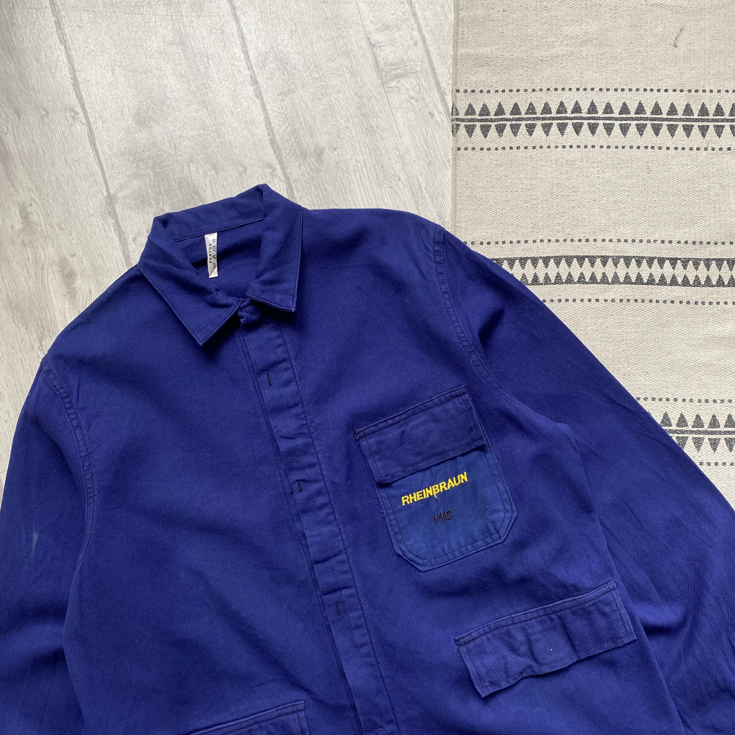 Le Mont Saint Michel Vintage 80s Faded Sanfor French Chore jacket Workwear Size US M / EU 48-50 / 2 - 3 Thumbnail