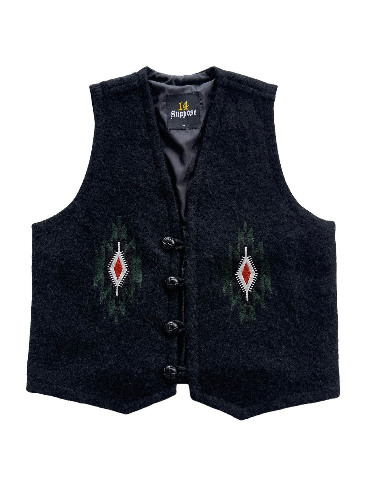 image of Suppose 14 Navajo Chimayo Vest Jacket in Black, Men's (Size Large)