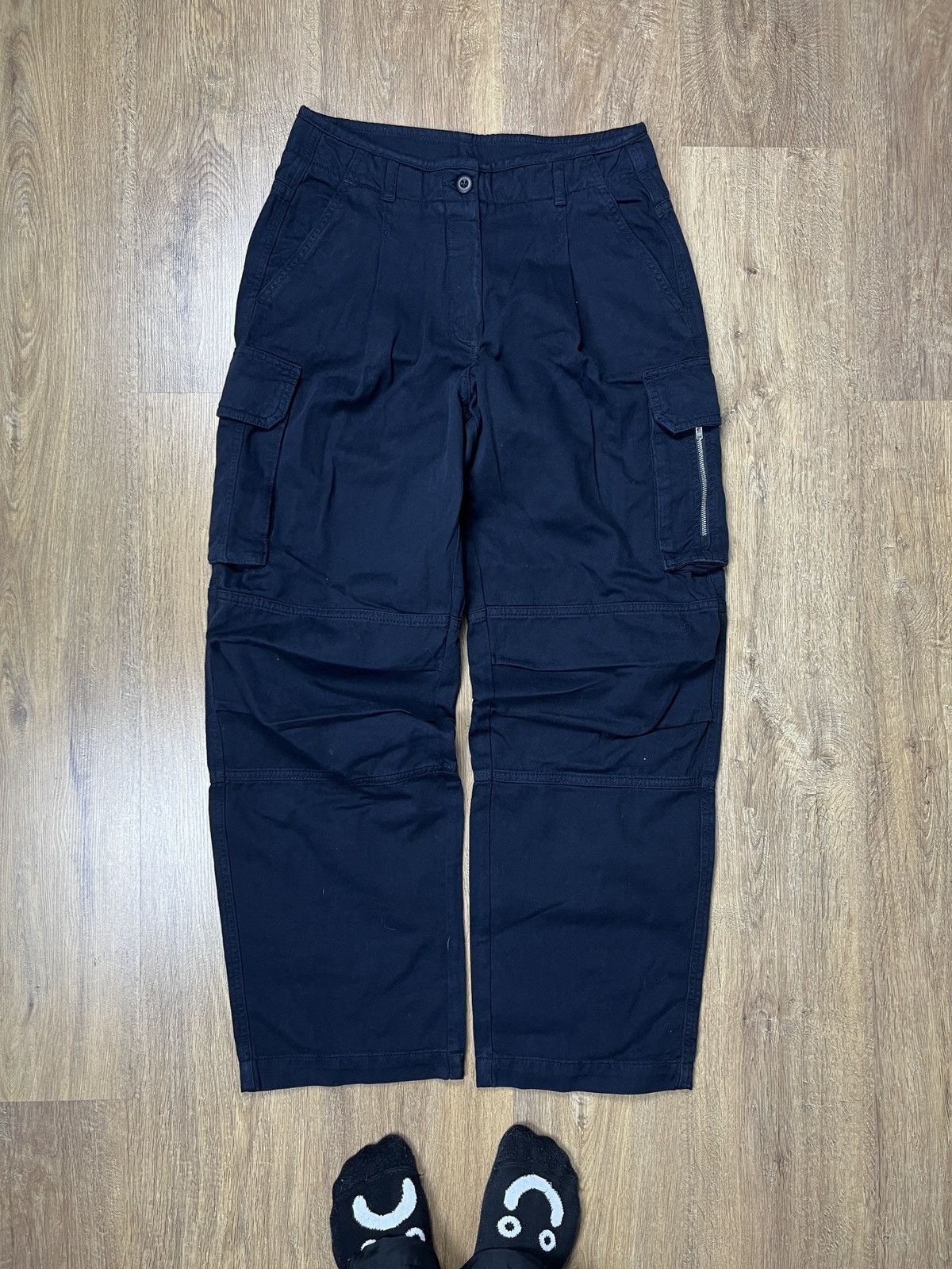 Image of Wide Cargo Zip Me+Em Double Knee Trousers Designer in Navy, Men's (Size 30)