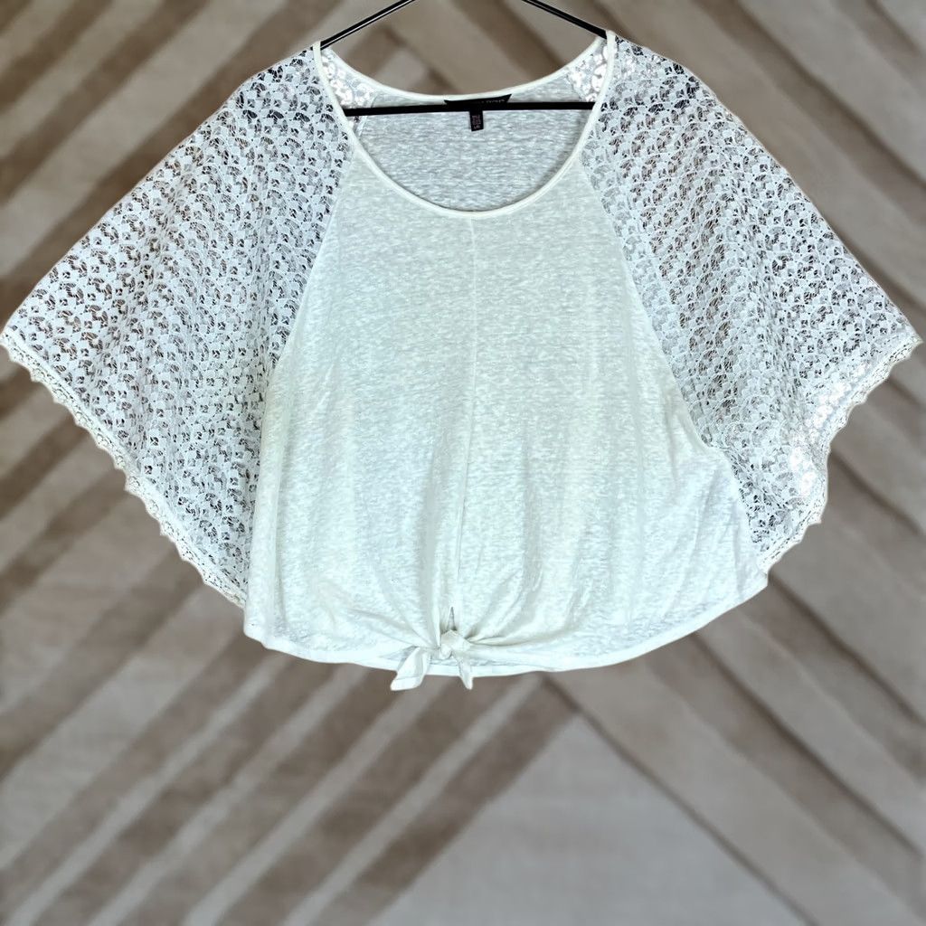 Victoria's Secret Victoria's Secret Womens Shirt White Lace Cape Scoop Neck Semi Sheer Large Size L / US 10 / IT 46 - 1 Thumbnail