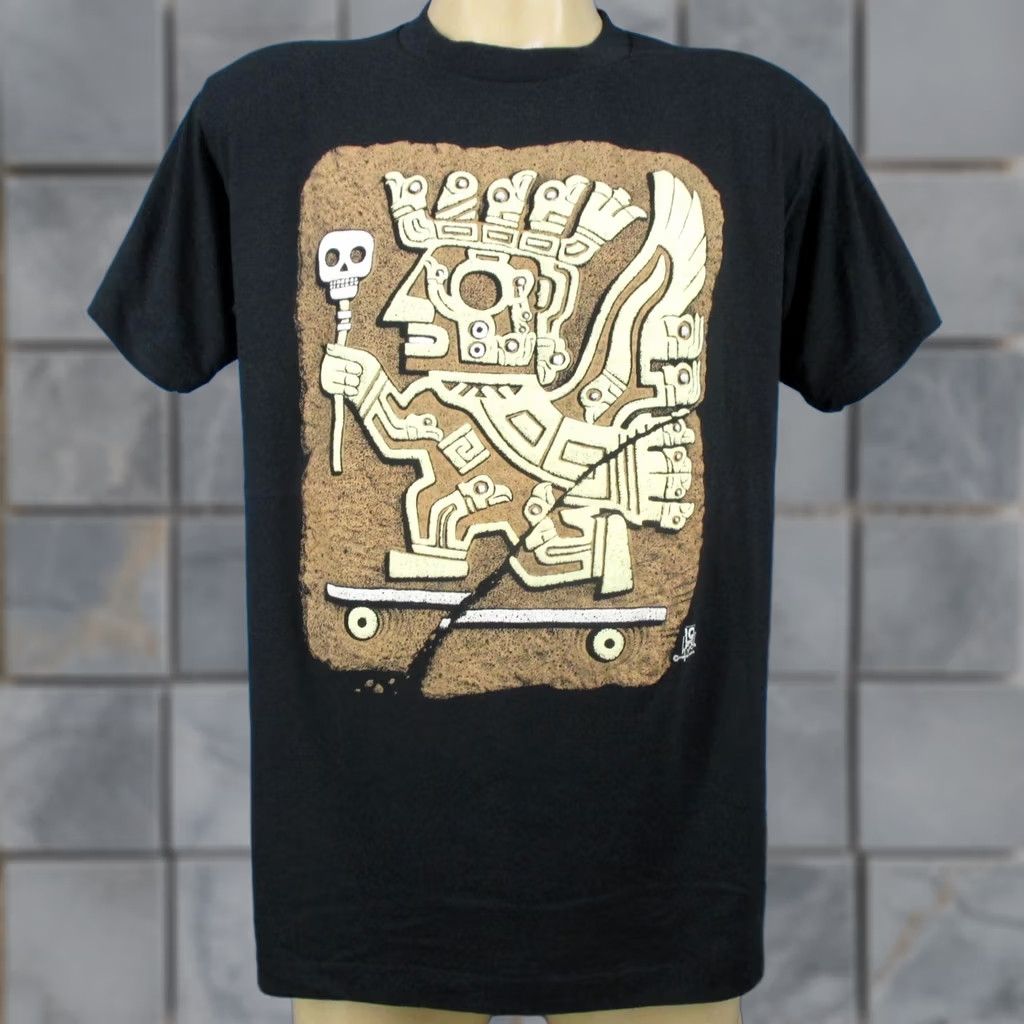 Vintage VINTAGE 80s SUN GOD VIRACOCHA INCA SKATEBOARD T-Shirt Black Screen Stars L/XL skate single stitch Men Size US L / EU 52-54 / 3 - 1 Thumbnail