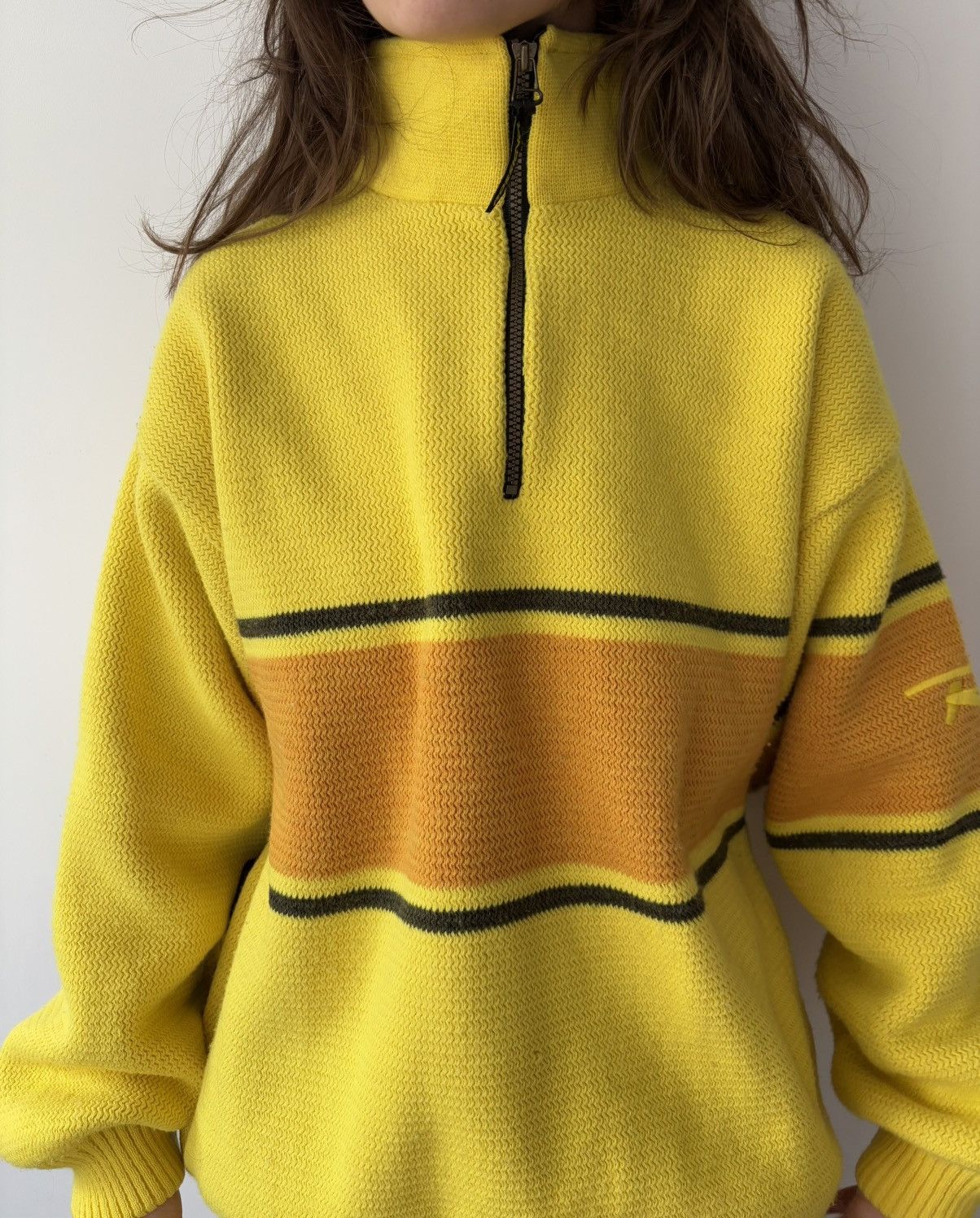 Japanese Brand 90s Rossignol yellow ski jumper with quarter zip France Size US M / EU 48-50 / 2 - 6 Thumbnail