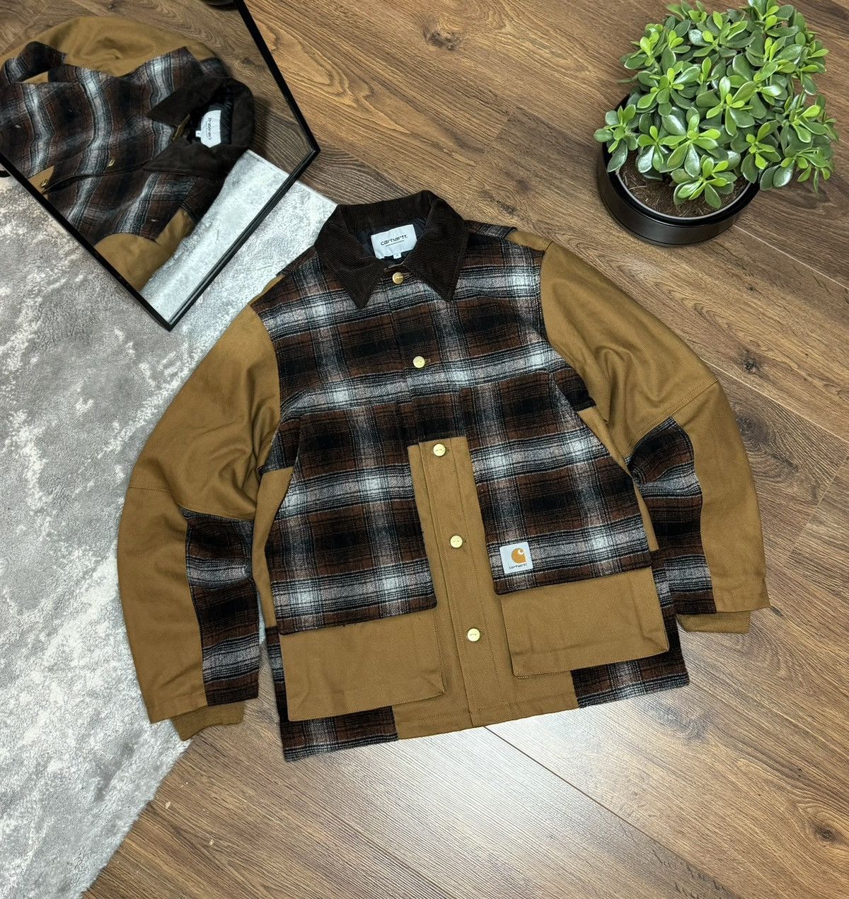 image of 00S Carhartt Wip Highland Jacket Detroit Y2K in Brown, Men's (Size Small)