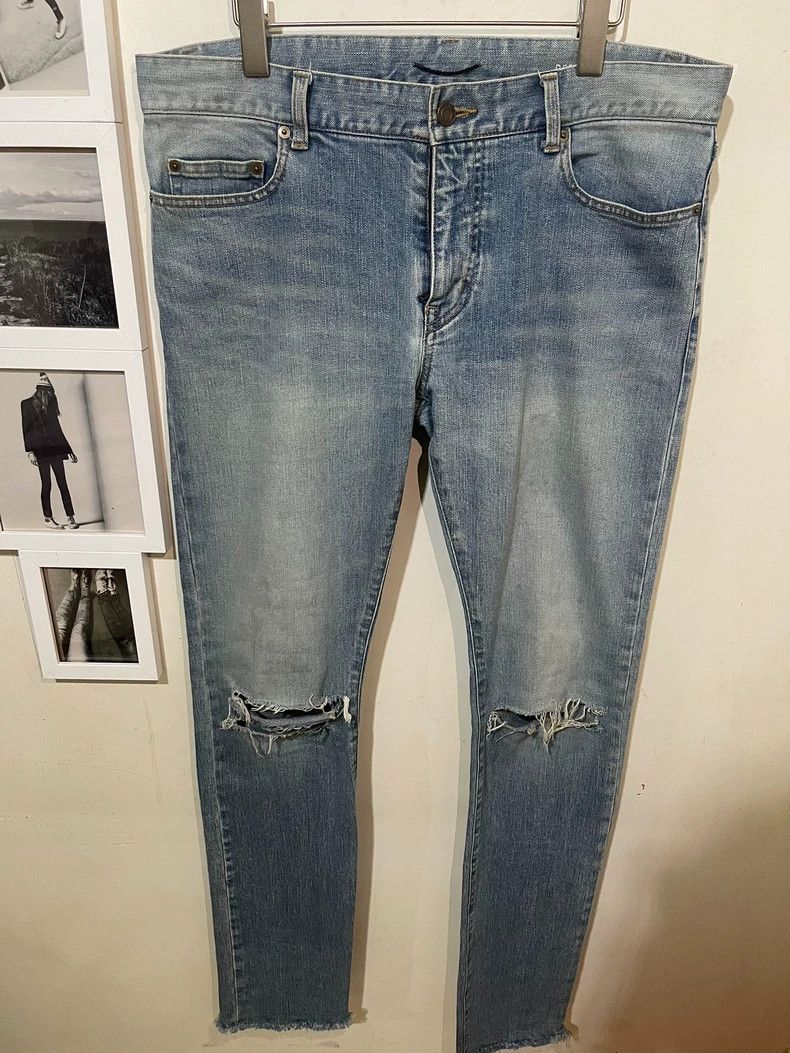 Yves Saint Laurent Saint Laurent 16 FW light blue do old yellow mud wash thre Size US 33 - 1 Thumbnail