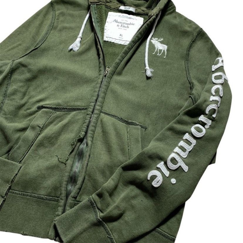 Abercrombie & Fitch ABERCROMBIE OLIVE GREEN FUR ZIPPER HOODIE DISTRESSED Size US XL / EU 56 / 4 - 5 Thumbnail