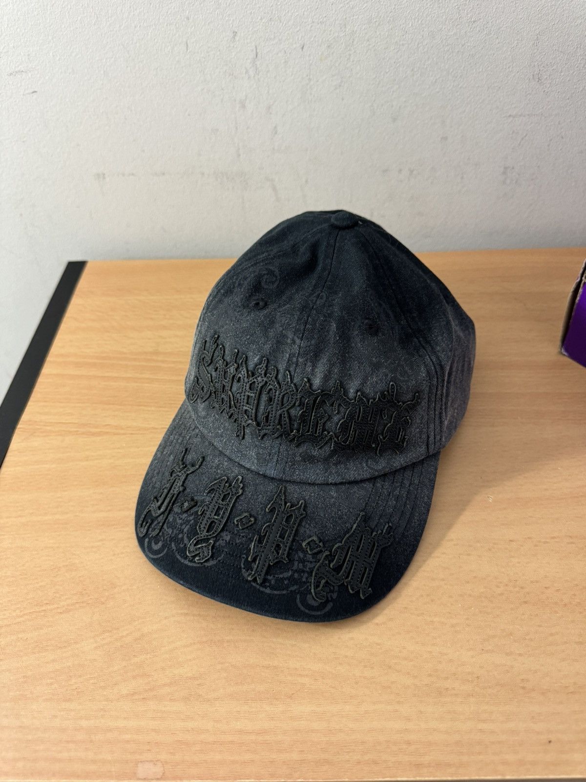 Supreme SUPREME BLACK LEATHER APPLIQUE 6 PANEL | Grailed