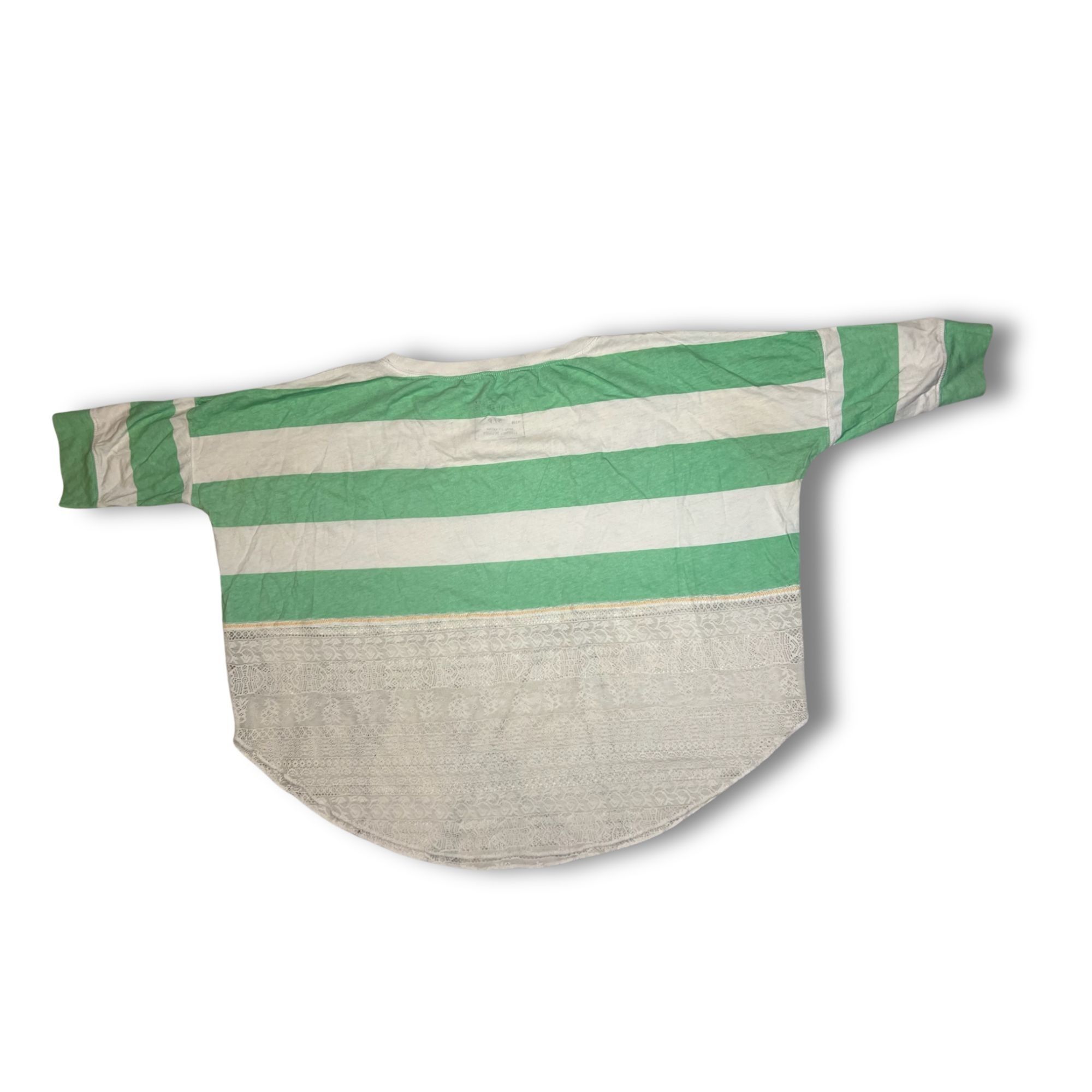 Free People Free People We The Free Striped Lace Top Green & White Casua Size S / US 4 / IT 40 - 2 Thumbnail