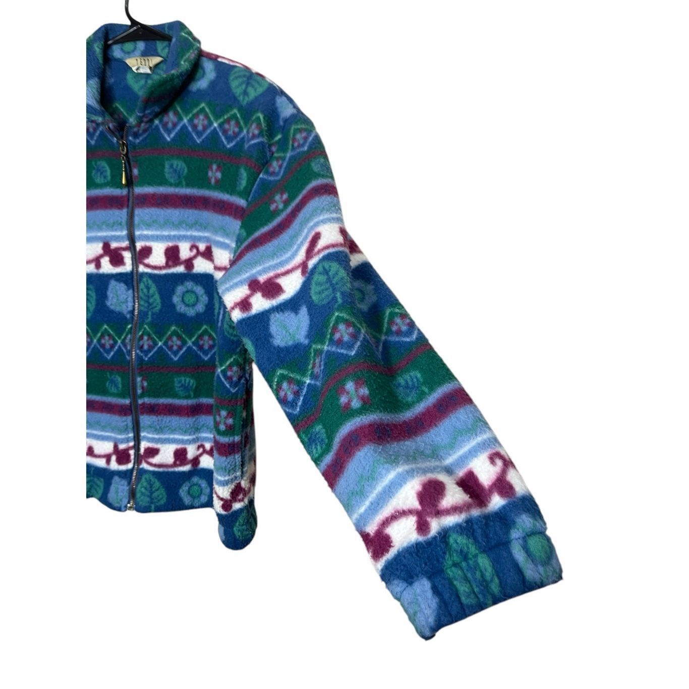 Other Vintage Teddi 90s Plant Print Zip Up Fleece Jacket Size Large Petite Size L / US 10 / IT 46 - 4 Thumbnail