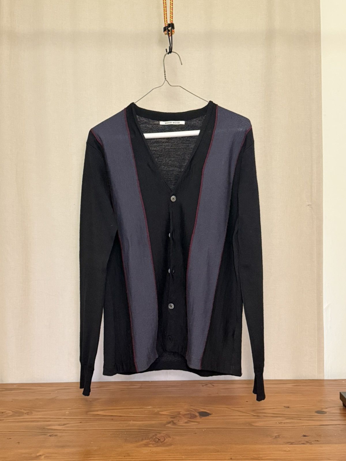 Wood Wood Panel Knit Cardigan – Black / Slate