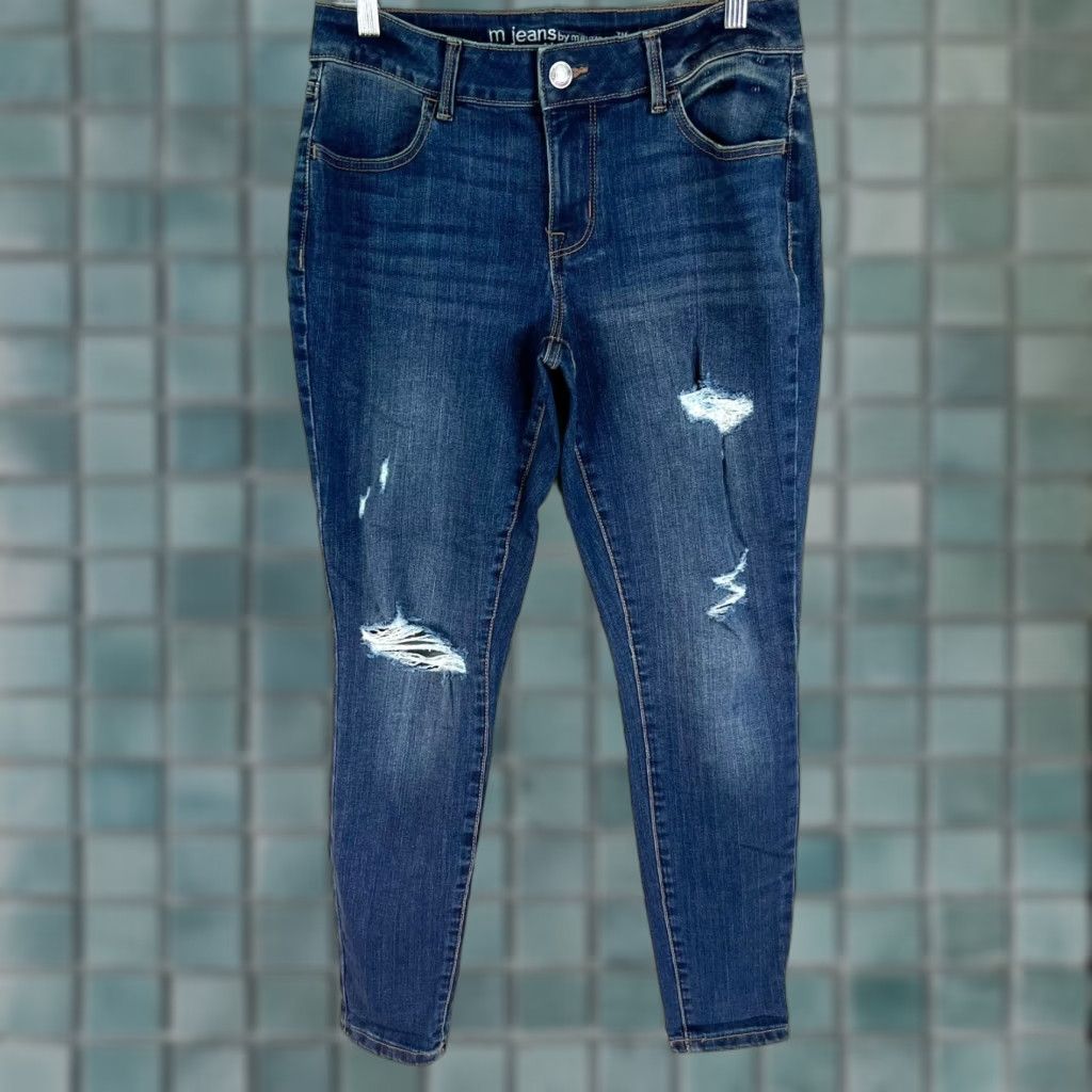 Vintage Maurices M. Jeans Denim Skinny High Rise Distressed Blue Womens Size M Jeans Size 32" / US 10 / IT 46 - 1 Thumbnail