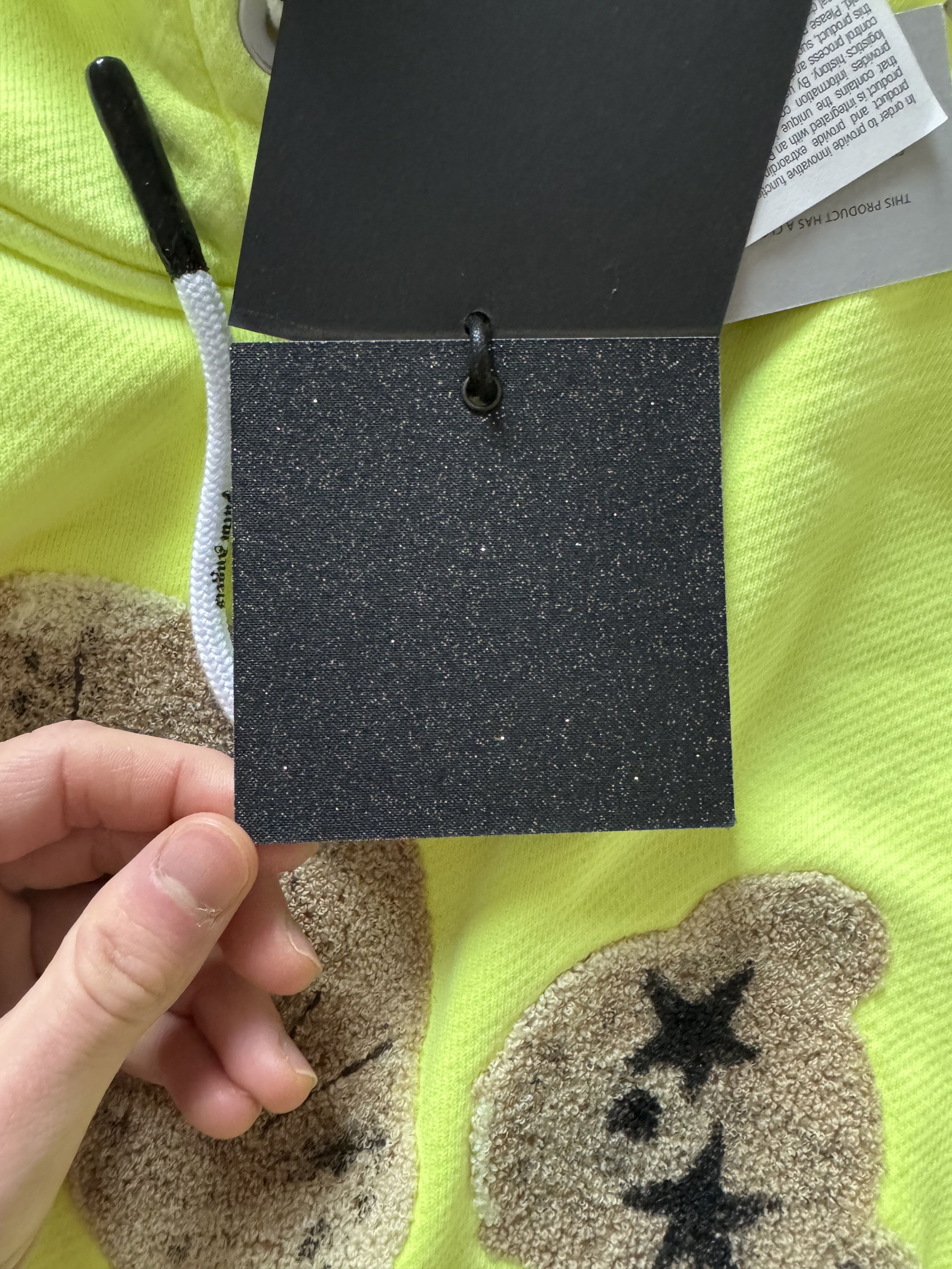 Palm Angels Bear Hoodie Sprayed Yellow Fluo