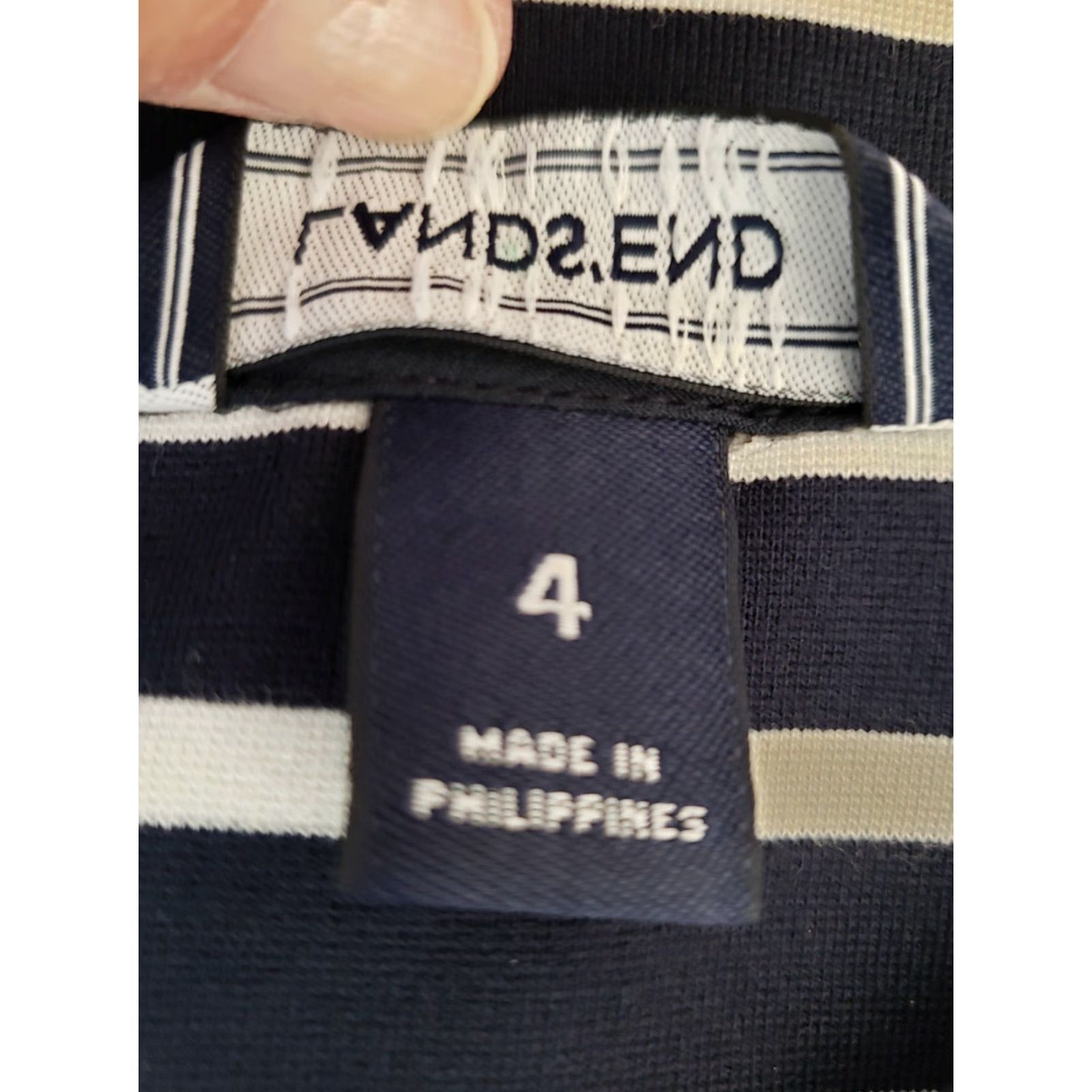 Lands' End Lands’ End Dress Navy White Stripe 3/4 Sleeve Boat Neck Shift Knee Length Pockets Sz 4 Womens Size S / US 4 / IT 40 - 5 Thumbnail
