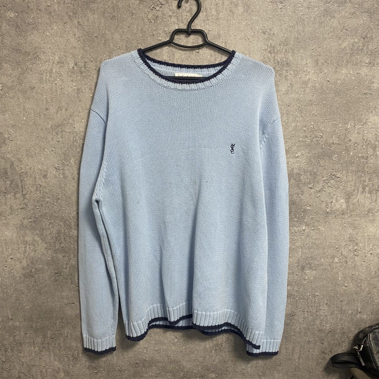 Yves Saint Laurent Blue YSL Sweater Knit Yves Saint Laurent Sweater Old Money Size US L / EU 52-54 / 3 - 1 Thumbnail