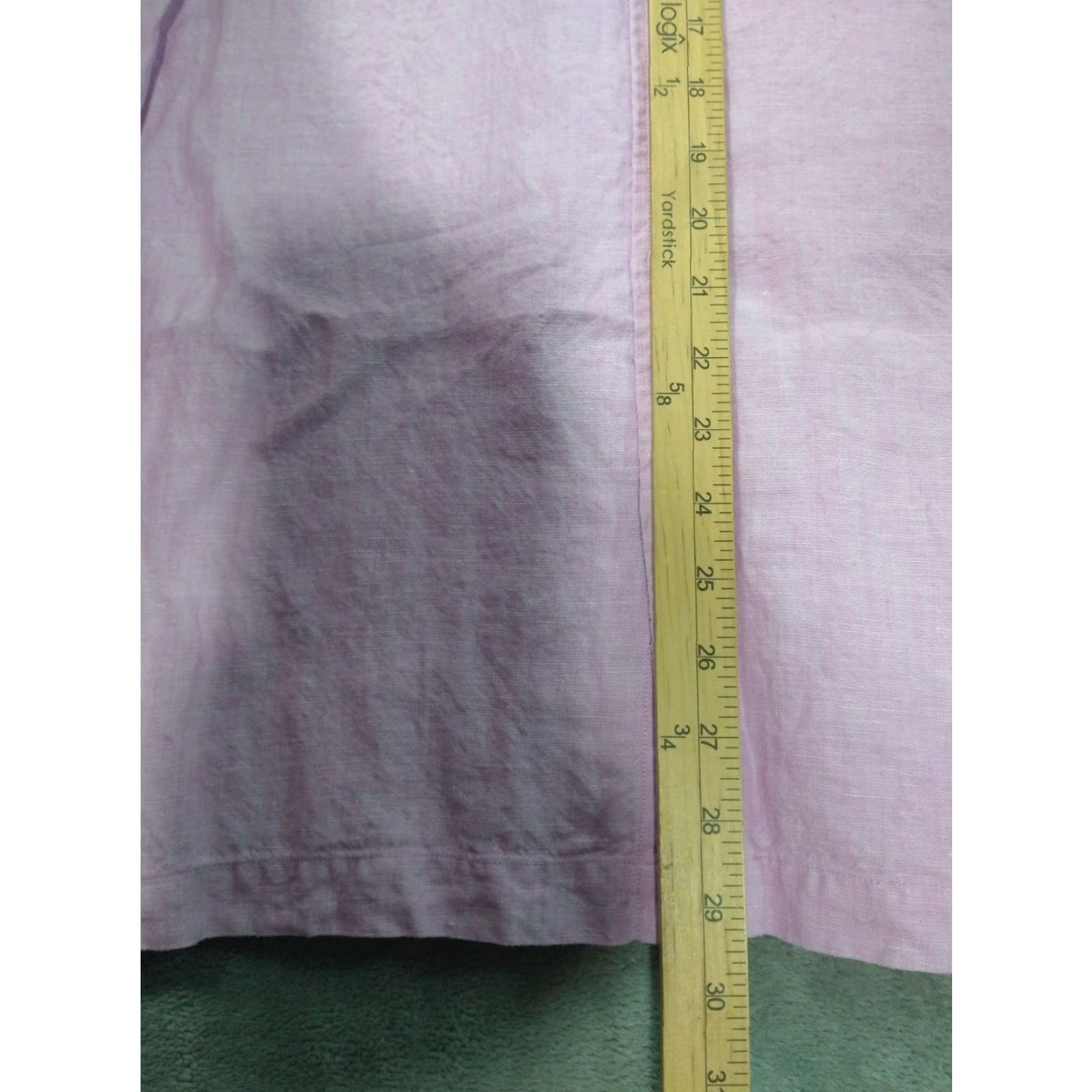 Lands' End Lands' End Shirt Mens Large Purple Linen Button-Up Short Sleeve Casual Beach Size US L / EU 52-54 / 3 - 3 Thumbnail