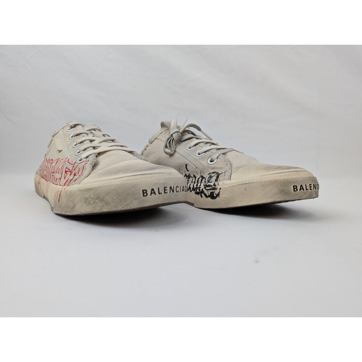Balenciaga o1rshd1 Dest Canvas Paris Mule in White/Red/Black Size US 11 / EU 44 - 4 Thumbnail