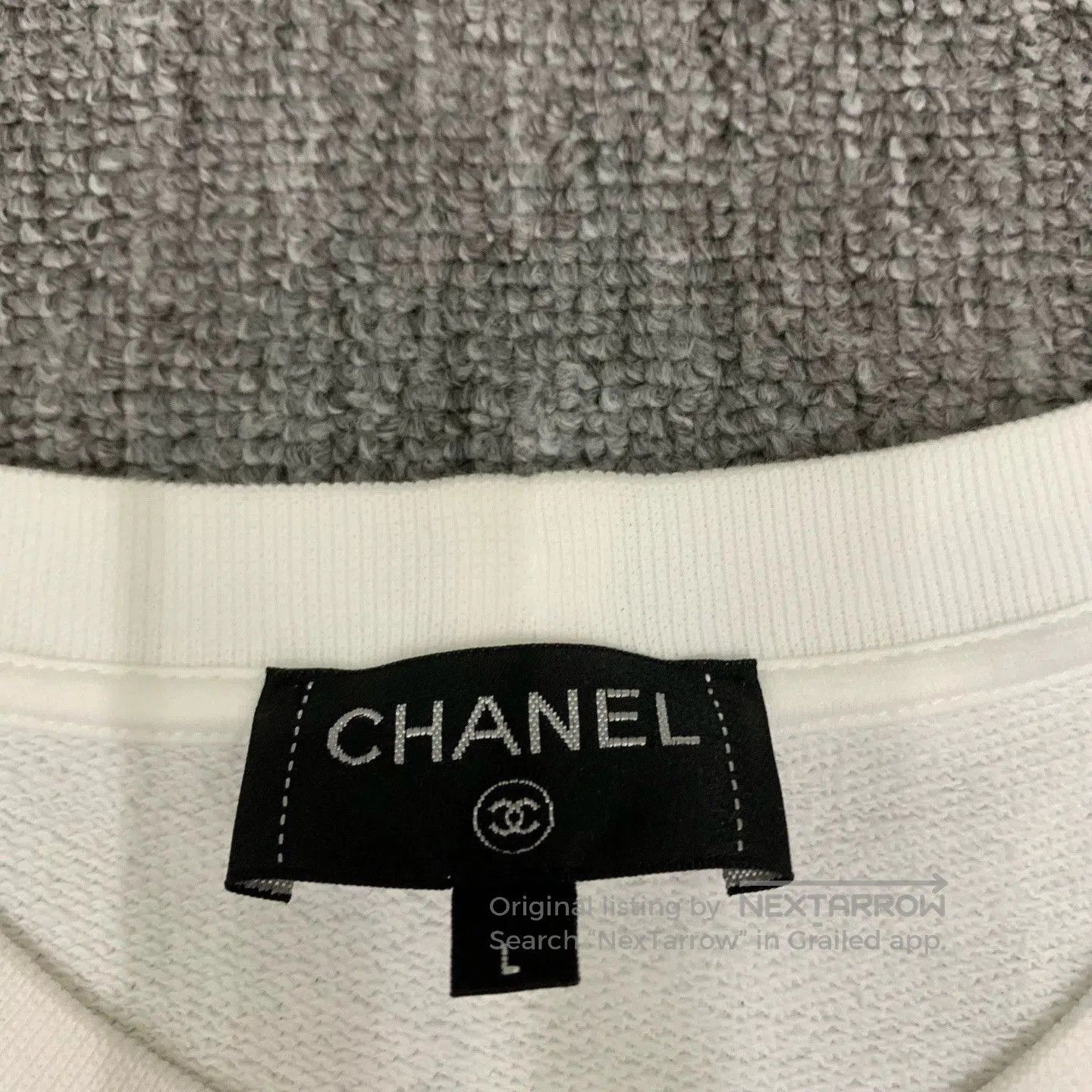 Chanel white embroidered logo sweatshirt from Chanel. Size L / US 10 / IT 46 - 6 Thumbnail