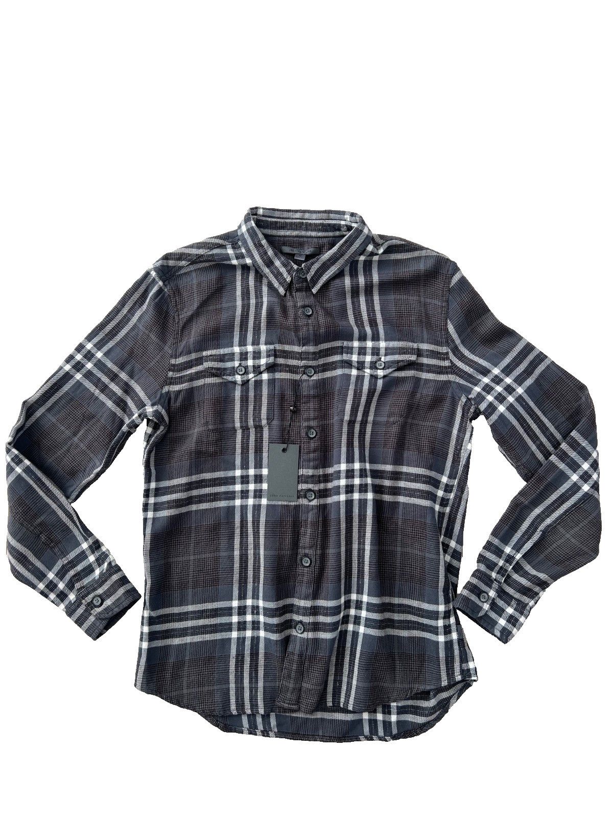 John Varvatos John Varvatos Dale Plaid Button-Up Shirt Iron Grey ( M ) Size US M / EU 48-50 / 2 - 1 Thumbnail