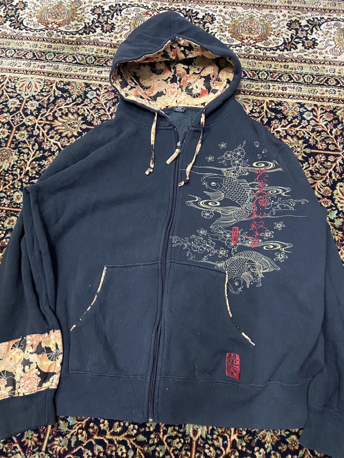 Japanese Brand Seku By Studio Hiro Japanese Classic Koi Zipper Hoodie Size US L / EU 52-54 / 3 - 1 Thumbnail