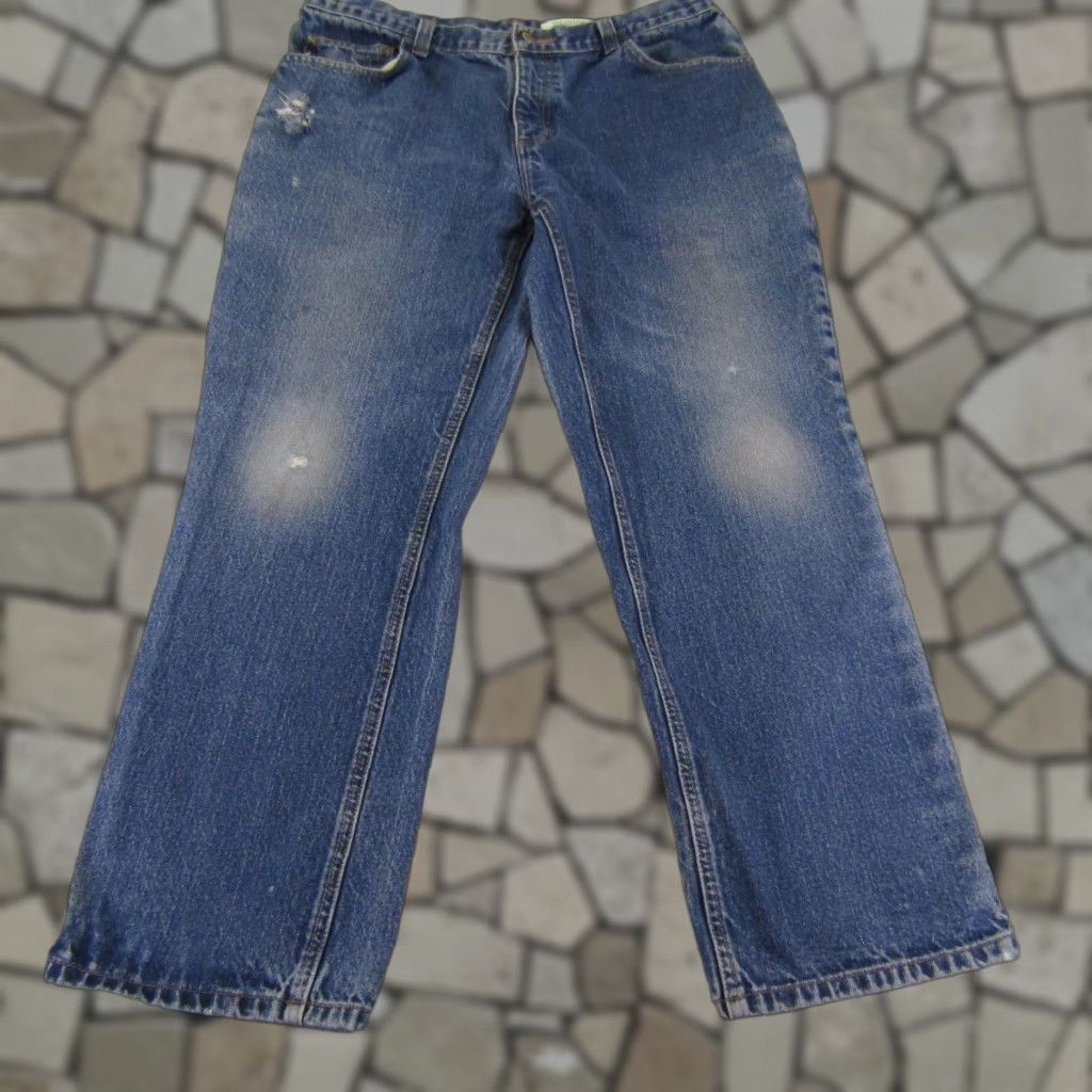 Carhartt Carhartt FR Jeans Mens 36x30 Denim Blue Flame-Resistant Work Jeans Distressed Pockets Regular Zip Button Mens Size US 34 / EU 50 - 1 Thumbnail