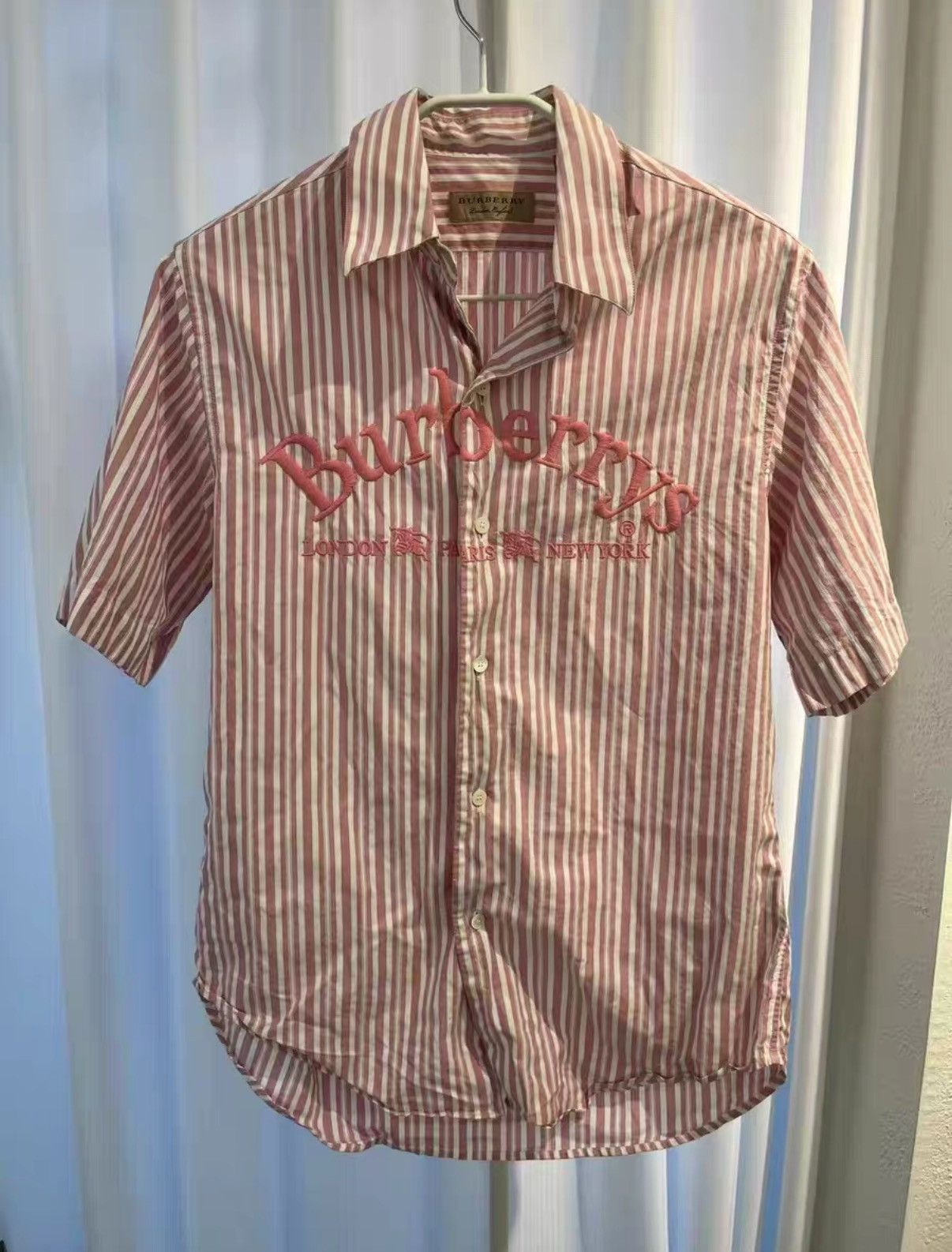 Burberry Burberry pink striped short-sleeve shirt J38 Size S / US 4 / IT 40 - 1 Thumbnail