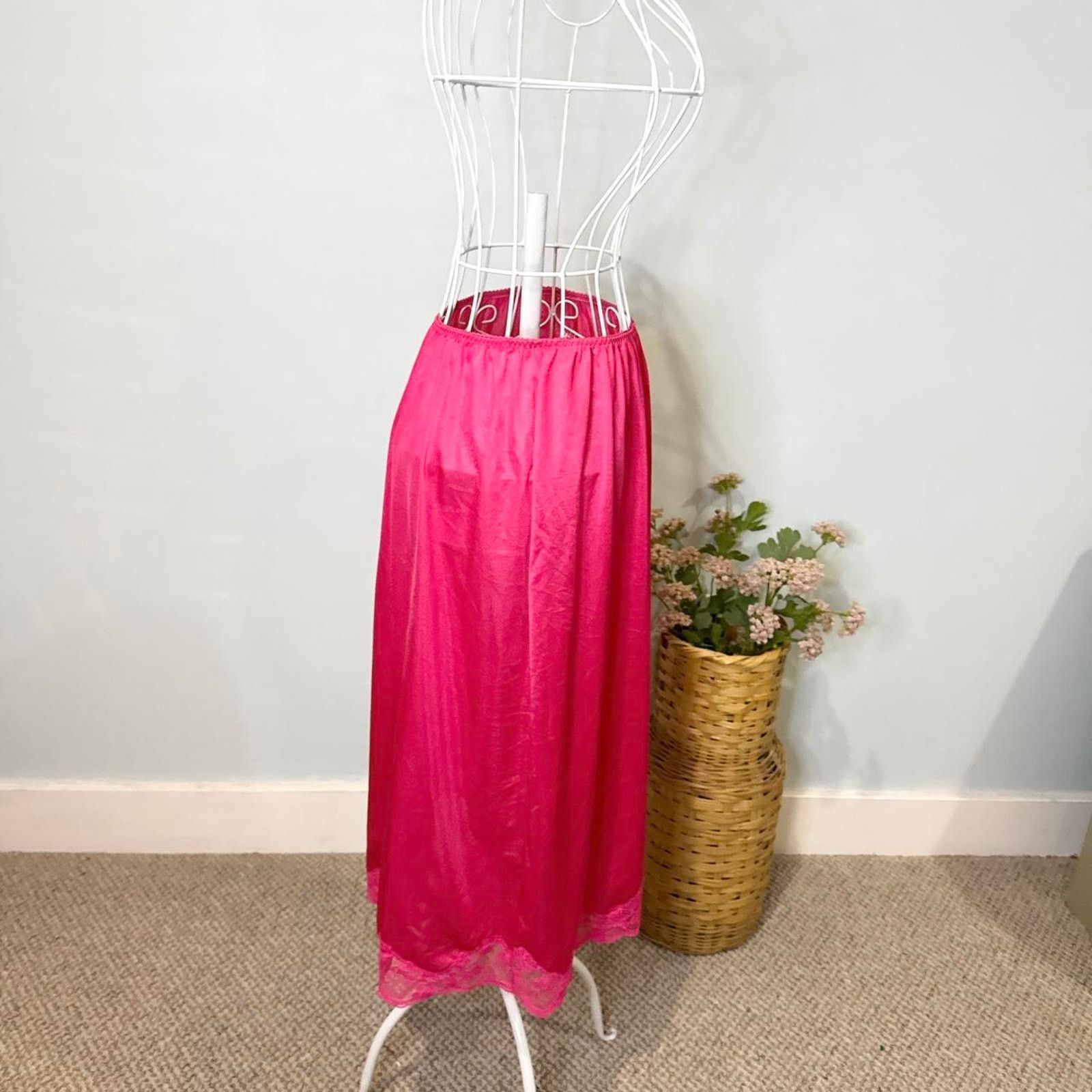 Other Stunning vintage hot pink slip skirt Size 23" - 4 Thumbnail