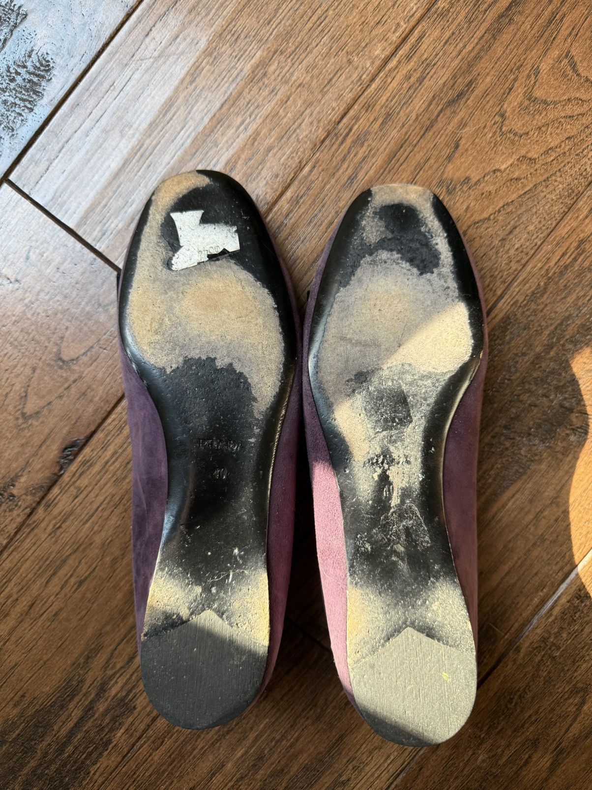 Prada Authentic Prada Calzature Donna Suede Purple/Black Bow Flats Size US 10 / IT 40 - 7 Thumbnail
