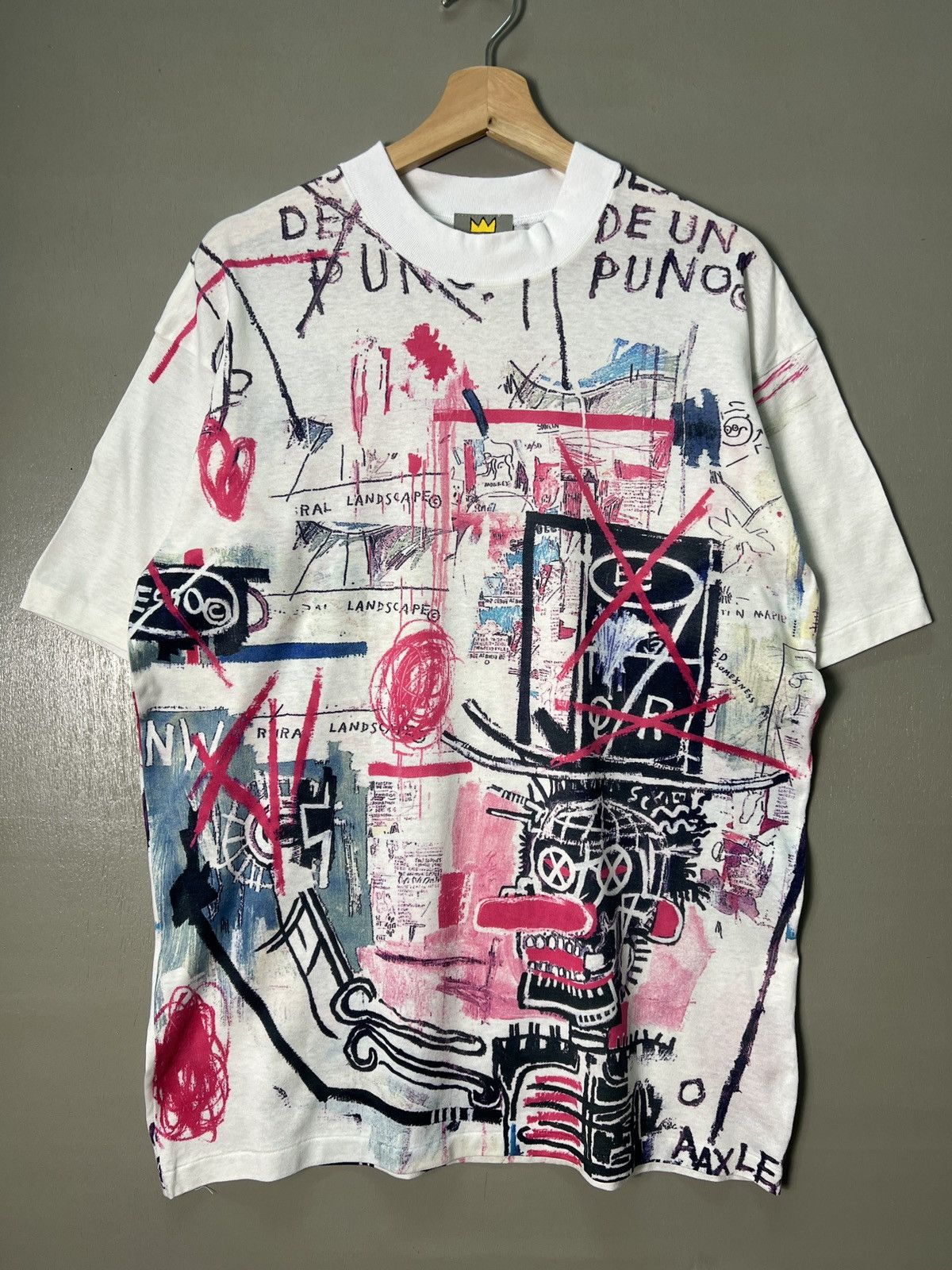 image of Jean Michel Basquiat Ovp Art Tees Single Sticth in White, Men's (Size Large)
