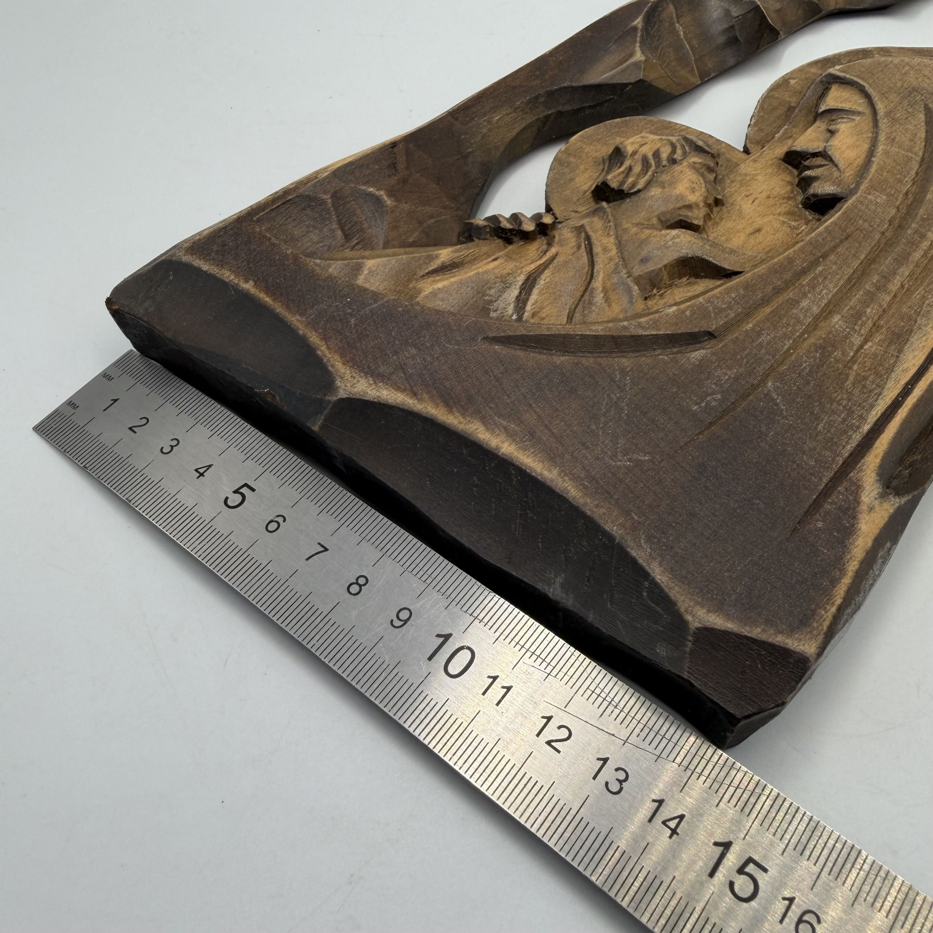 Vintage Vintage Hand Carved Madonna and Child Wall Panel Wooden Size ONE SIZE - 4 Thumbnail