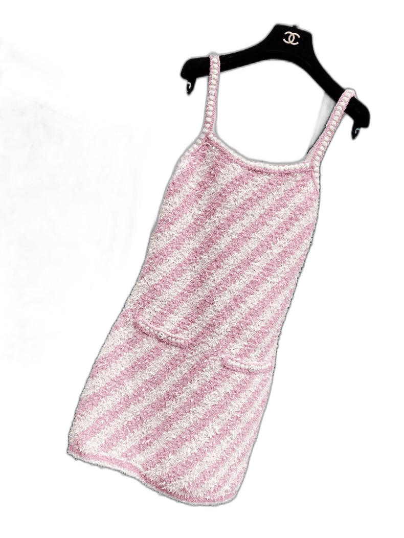 Chanel Chanel Pink Striped Knit Camisole Dress Size XS / US 0-2 / IT 36-38 - 1 Thumbnail