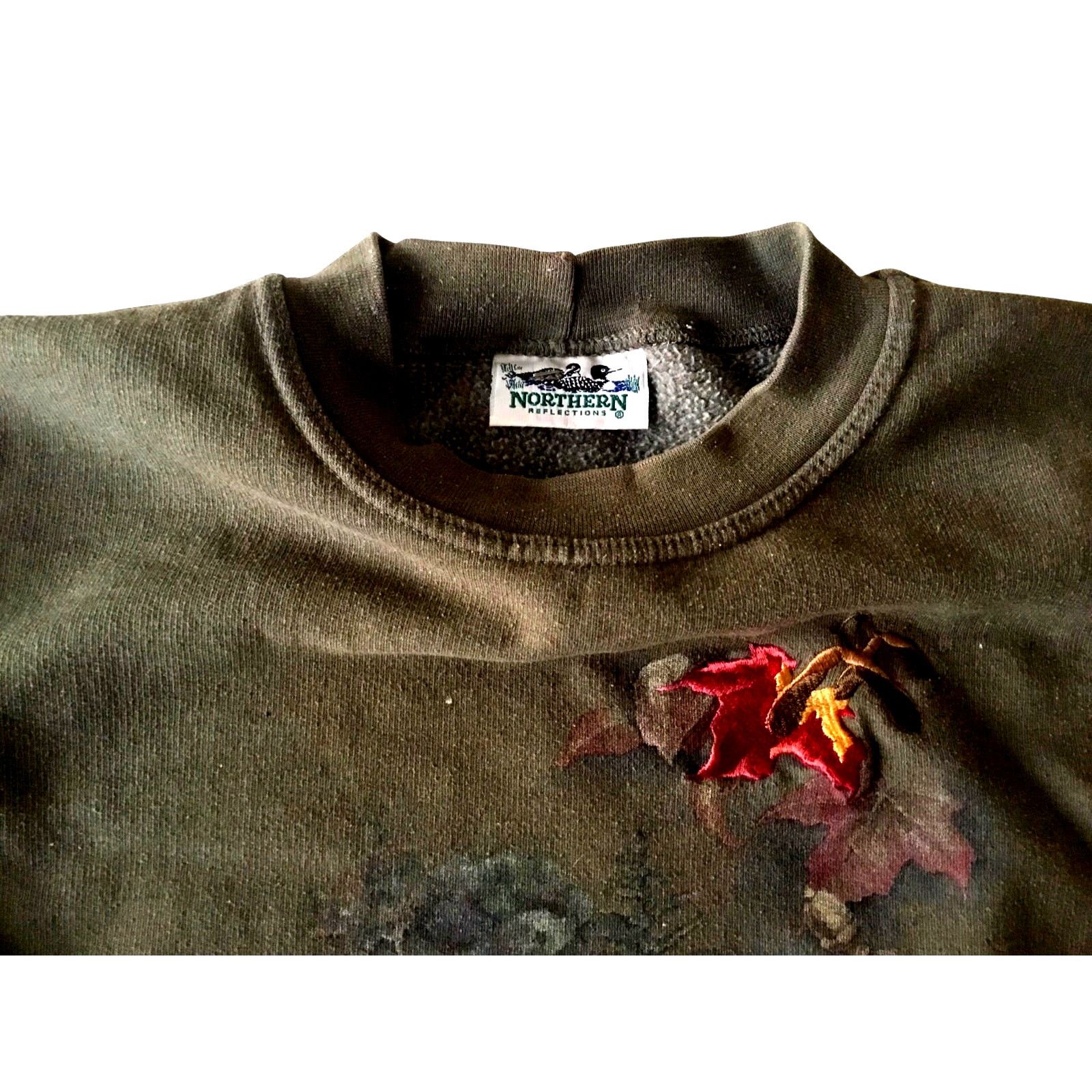 Northern Reflections Northern Reflections Vtg Sweatshirt Green Oak Leaf Acorns XL Size XL / US 12-14 / IT 48-50 - 2 Thumbnail