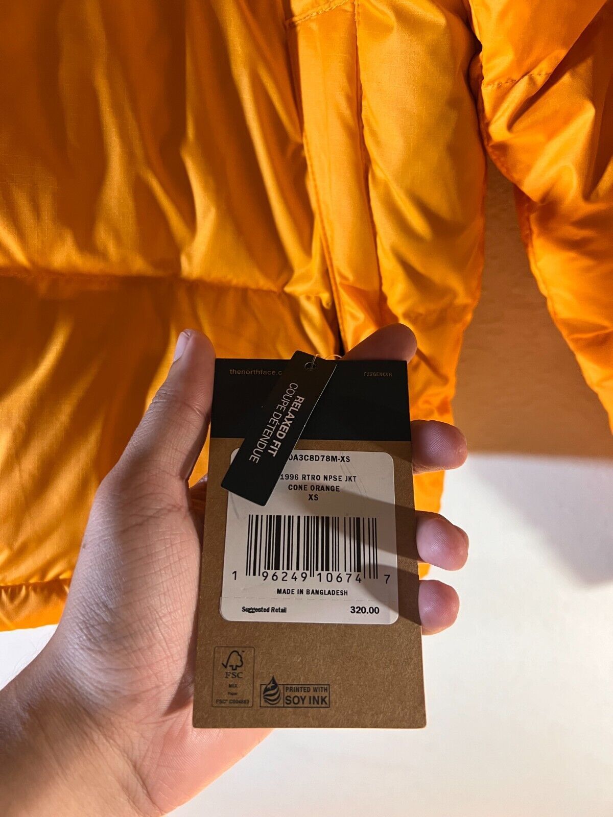 The North Face THE NORTH FACE Men's 1996 Retro Nuptse Jacket - Cone Orange Size US XXS / EU 40 - 3 Thumbnail