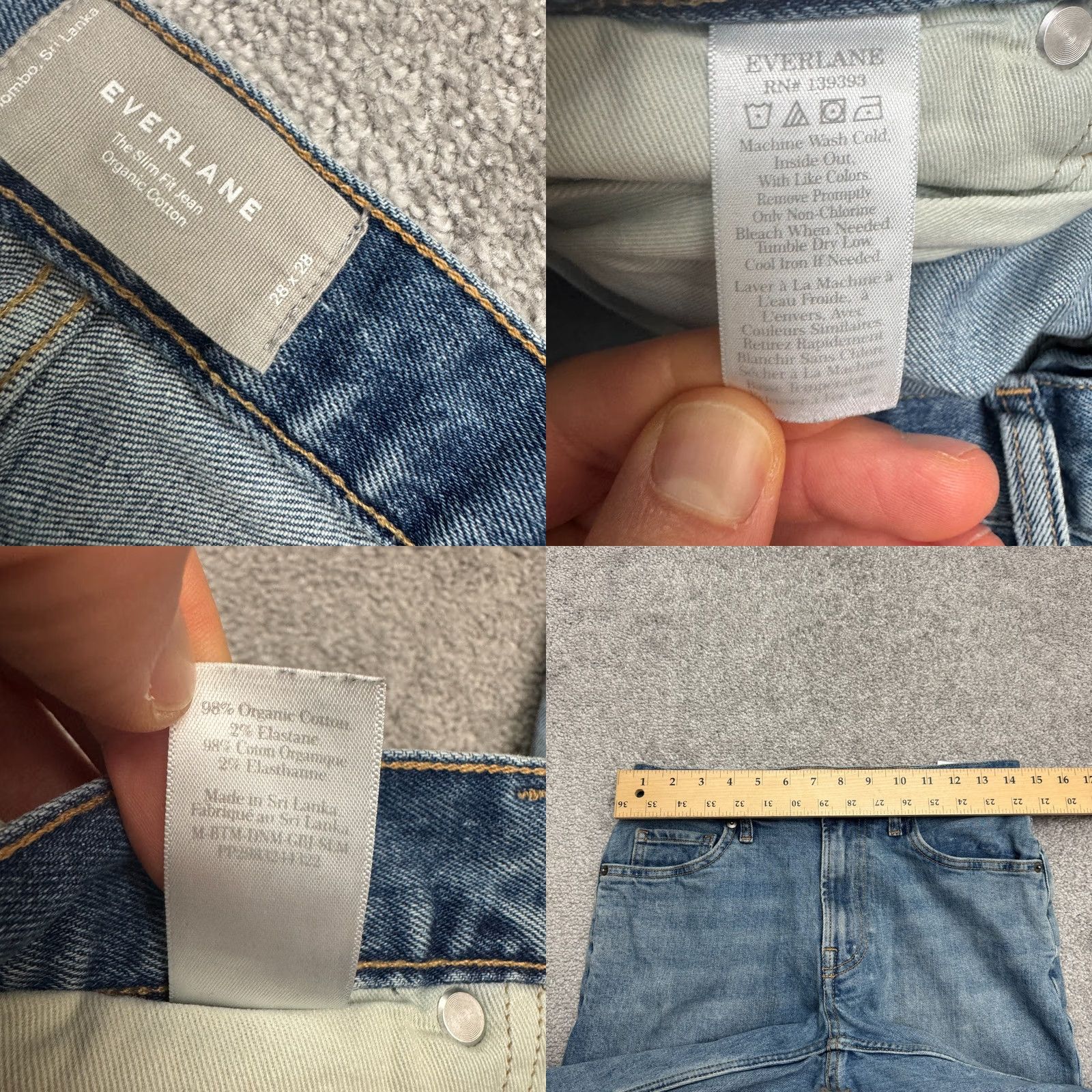 Everlane Everlane The Slim Fit Jean Denim Blue 28x28 Medium Wash Womens Straight Jeans 5-Pocket Stretch Size 28" / US 6 / IT 42 - 8 Thumbnail