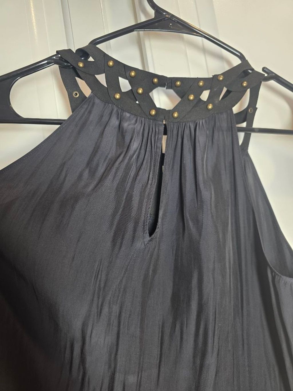 Ramy Brook Ramy Brook Black Studded Halter Top XS Silk Boho Luxe Statem Size XS / US 0-2 / IT 36-38 - 5 Thumbnail