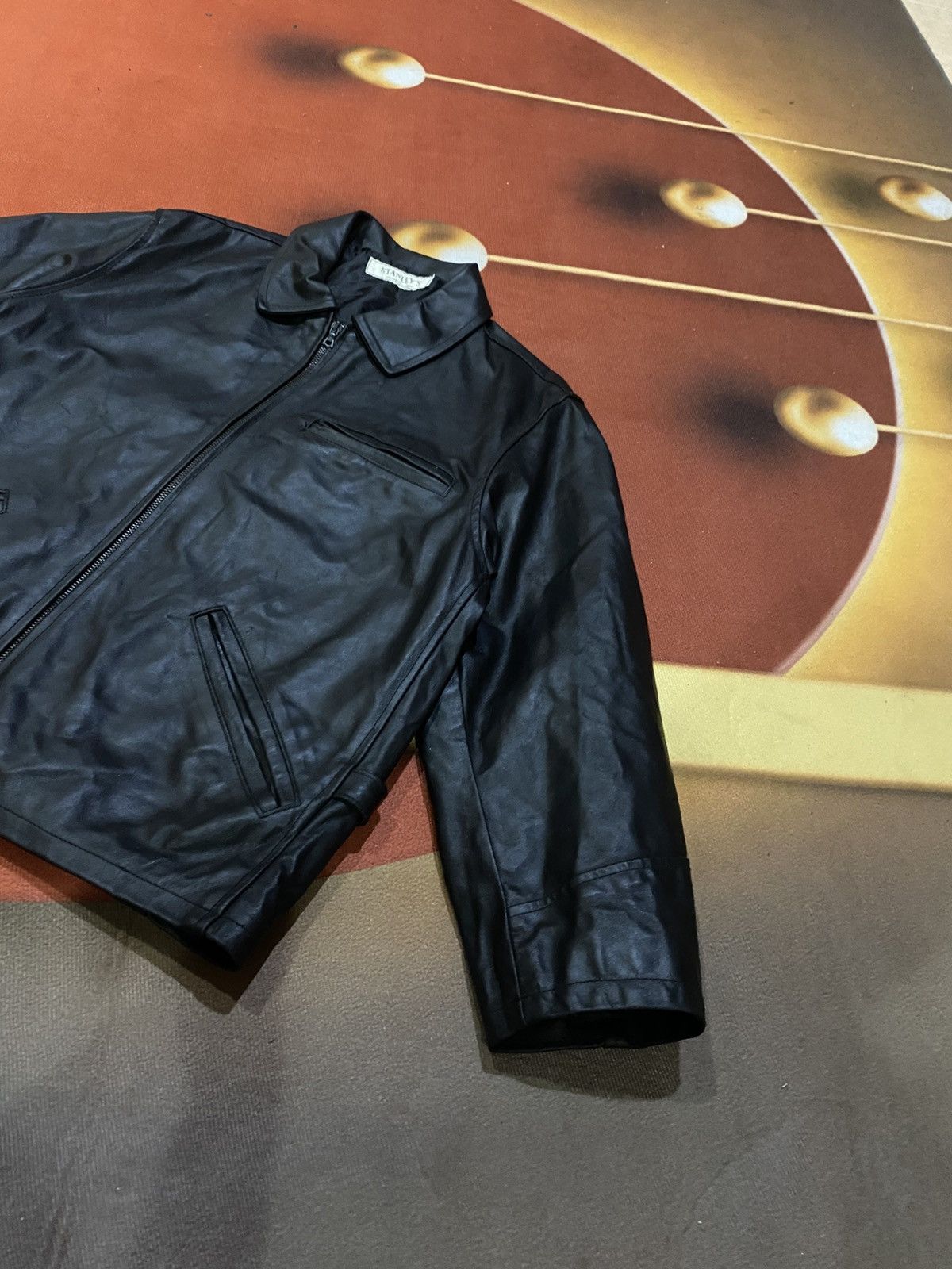 Stanley & Sons Vintage STANLEY’S Black Leather Jacket with Zip Closure Size US M / EU 48-50 / 2 - 15 Thumbnail
