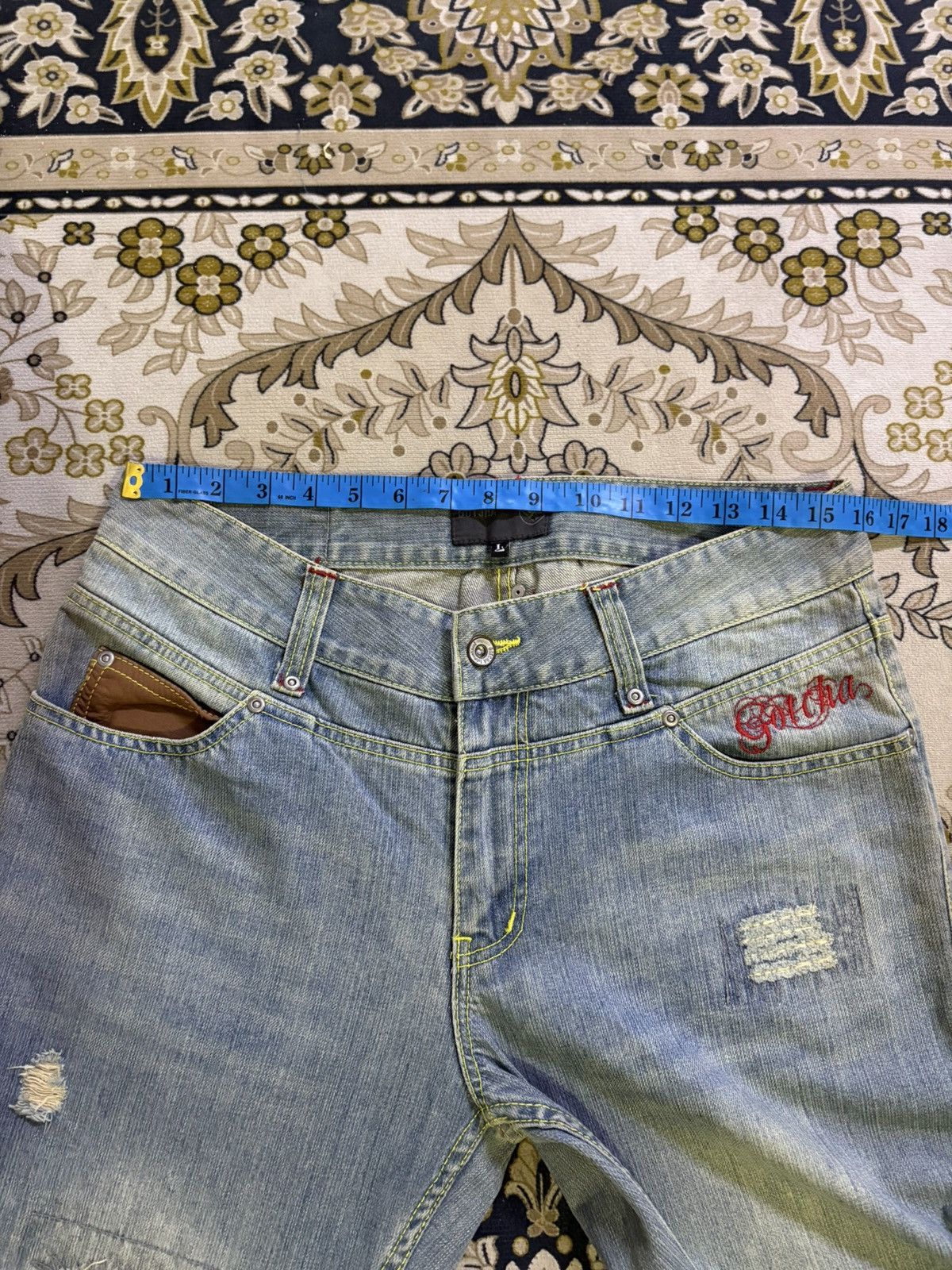 Gotcha × Vintage Vintage Japanese Brand Gotcha Back Side Leather Pocket Denim Size US 31 - 18 Thumbnail