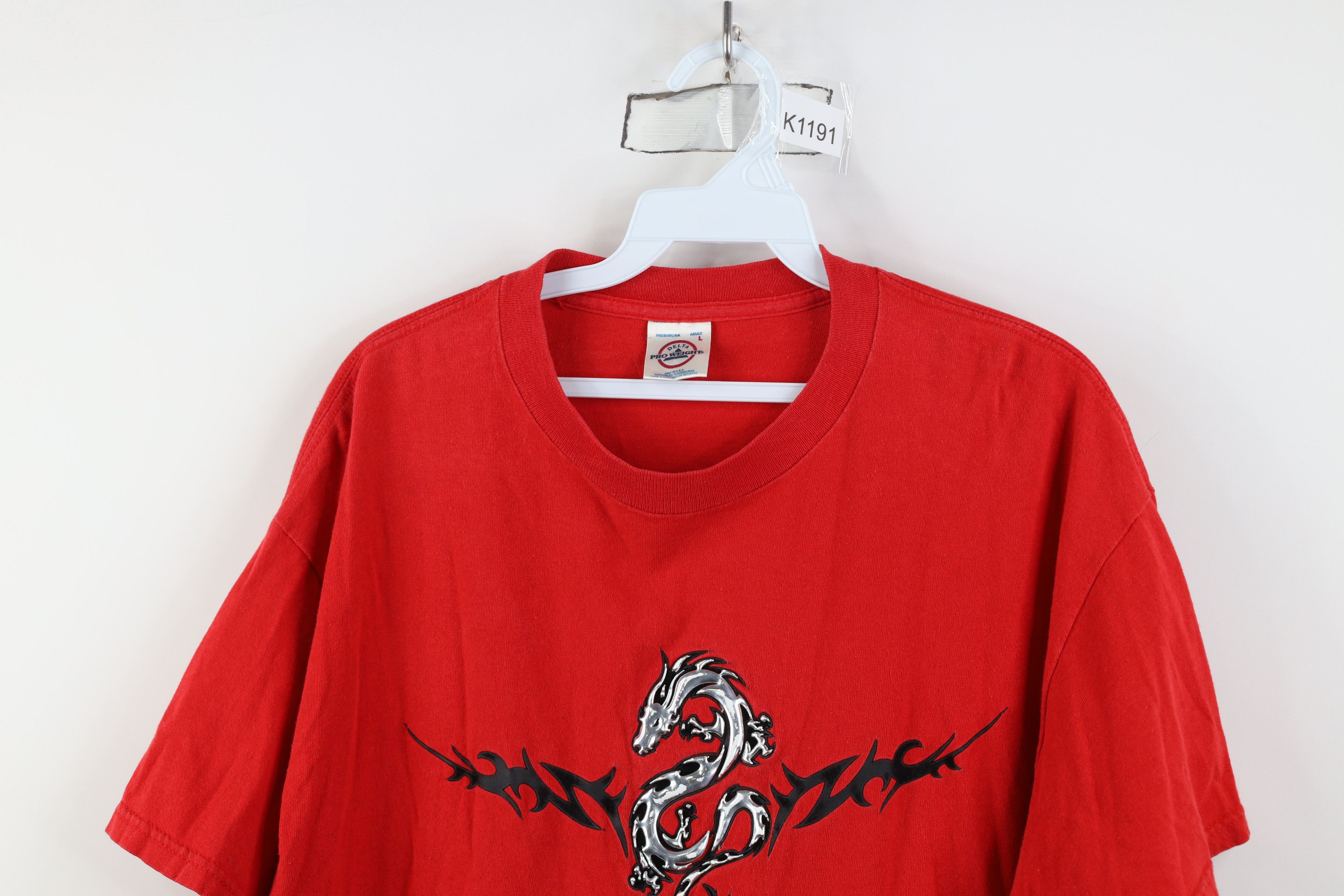 Vintage Vintage 90s Y2K Streetwear Tribal Dragon T-Shirt Red Size US L / EU 52-54 / 3 - 2 Thumbnail