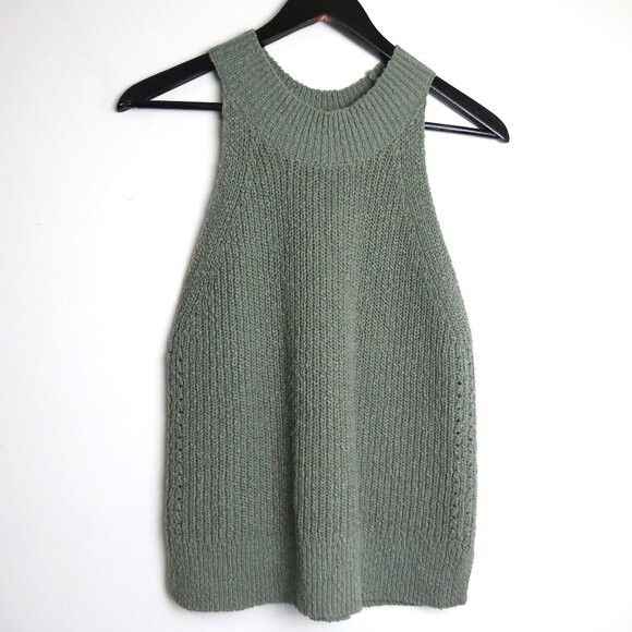 Anthropologie Gentle Fawn High Neck Sleeveless Knitted Sage Green Sweater Size M / US 6-8 / IT 42-44 - 1 Thumbnail
