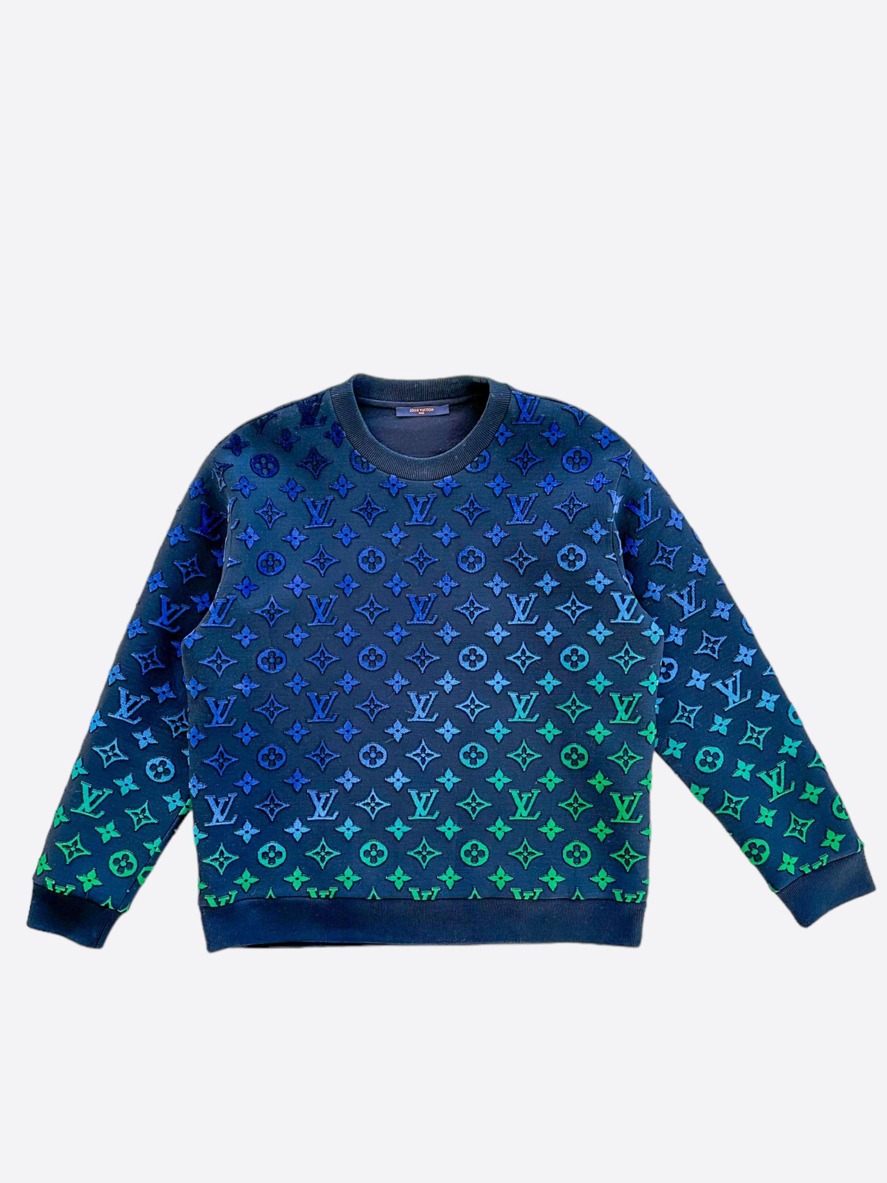 image of Louis Vuitton Blue & Green Gradient Monogram Sweater, Men's (Size 2XL)