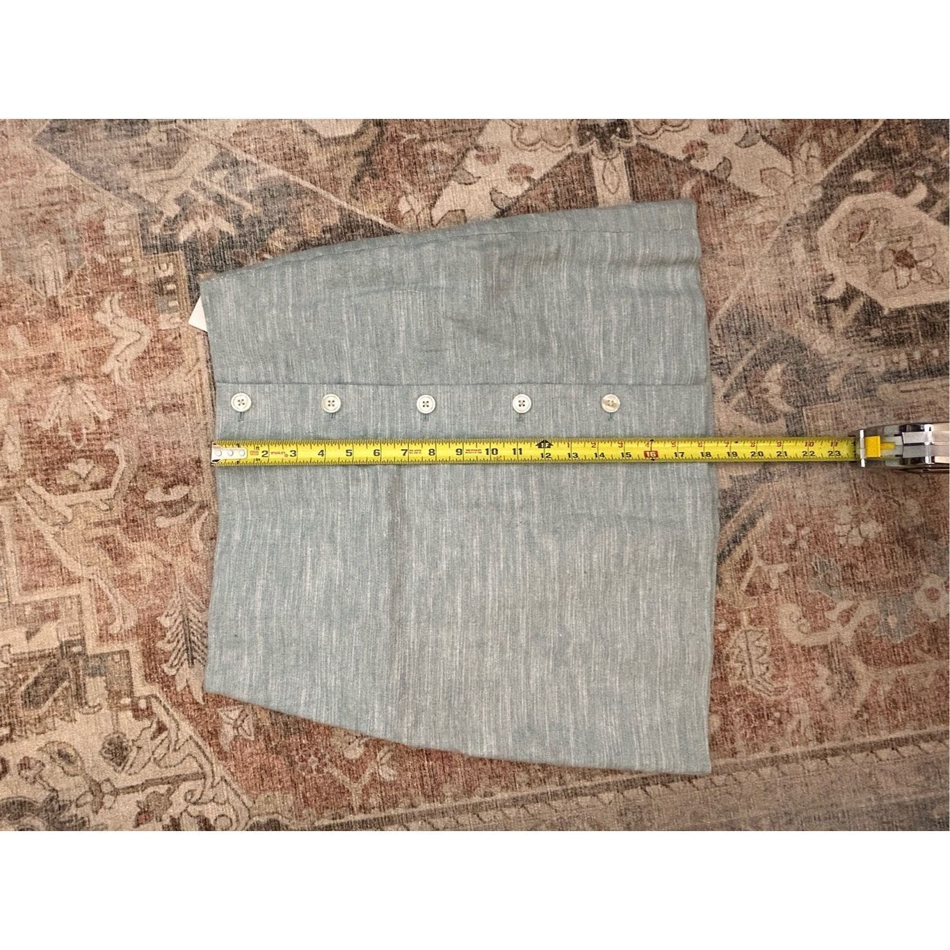 Loft LOFT Linen SEA BLUE W/ SILVER THREADS, Button, Mini Skirt, S Size 30" / US 8 / IT 44 - 2 Thumbnail