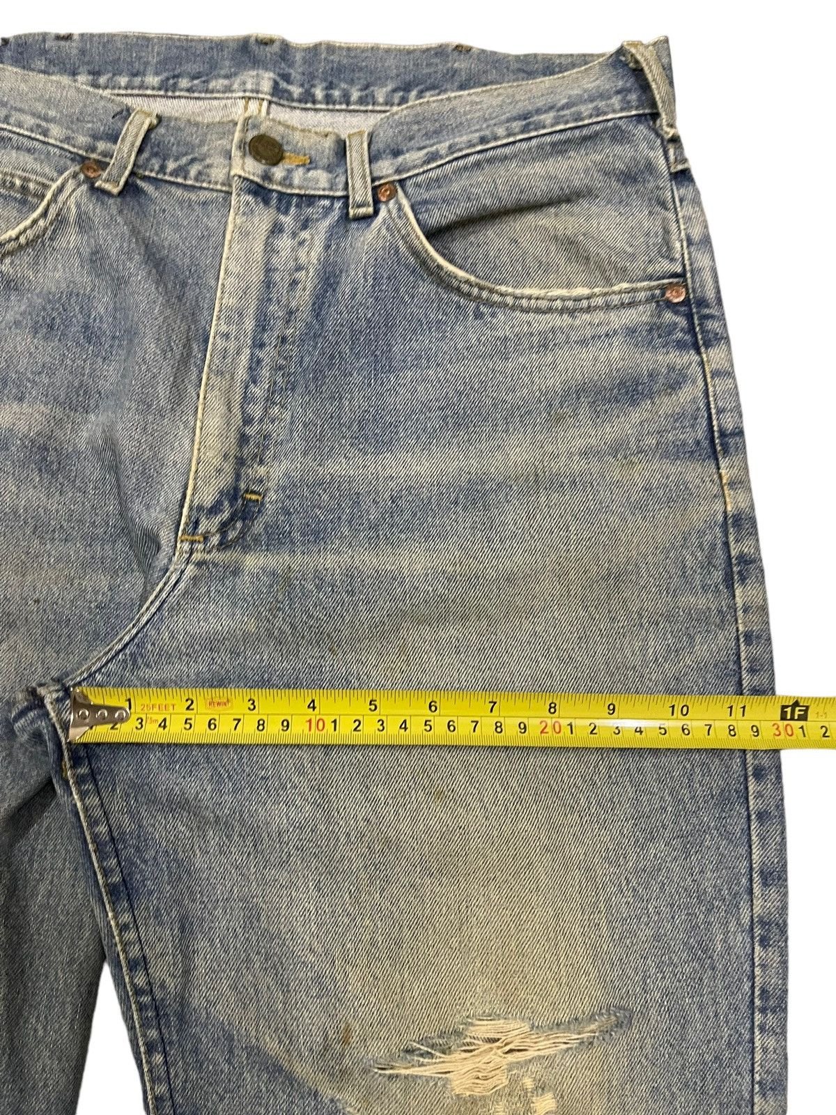 Lee Vintage 90s Lee Usa Blue Wash Distressed Baggy Jeans Size US 33 - 14 Thumbnail