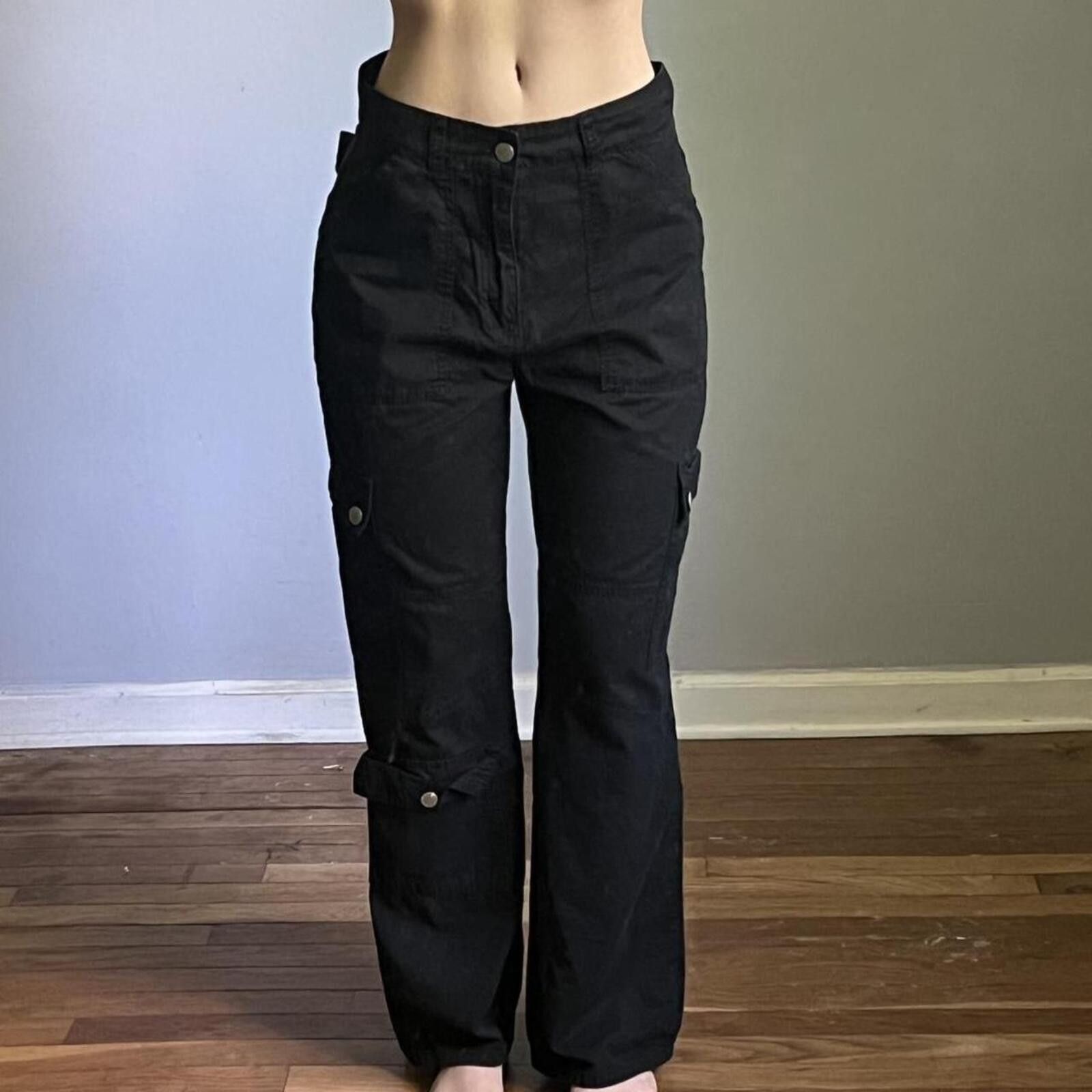 Shein SHEIN black straight leg cargo pants Size 27" / US 4 / IT 40 - 1 Thumbnail