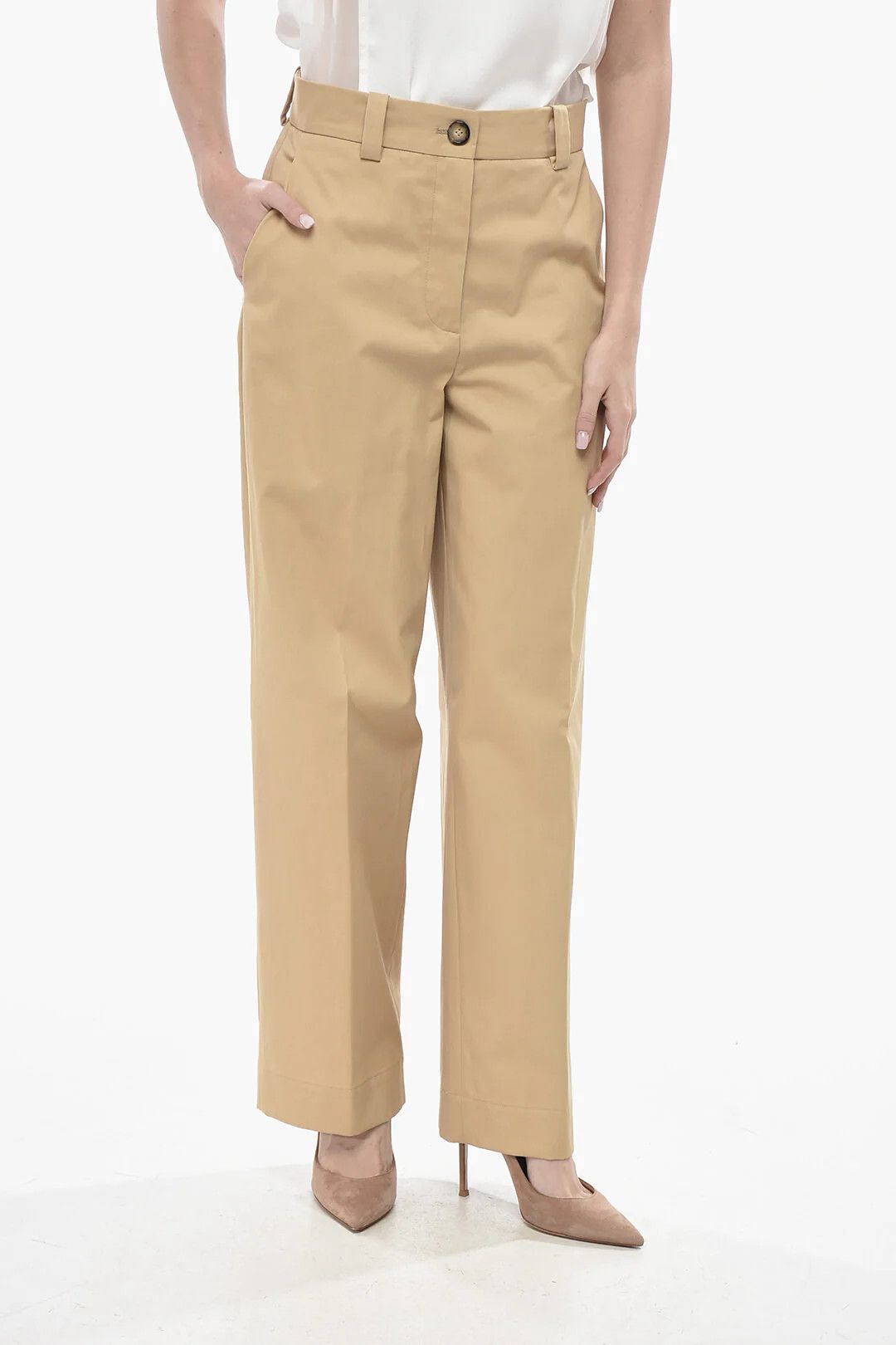 KHAITE og1mm0426 Pure Cotton Chino Gari Pant in Beige Size 27" / US 4 / IT 40 - 1 Thumbnail