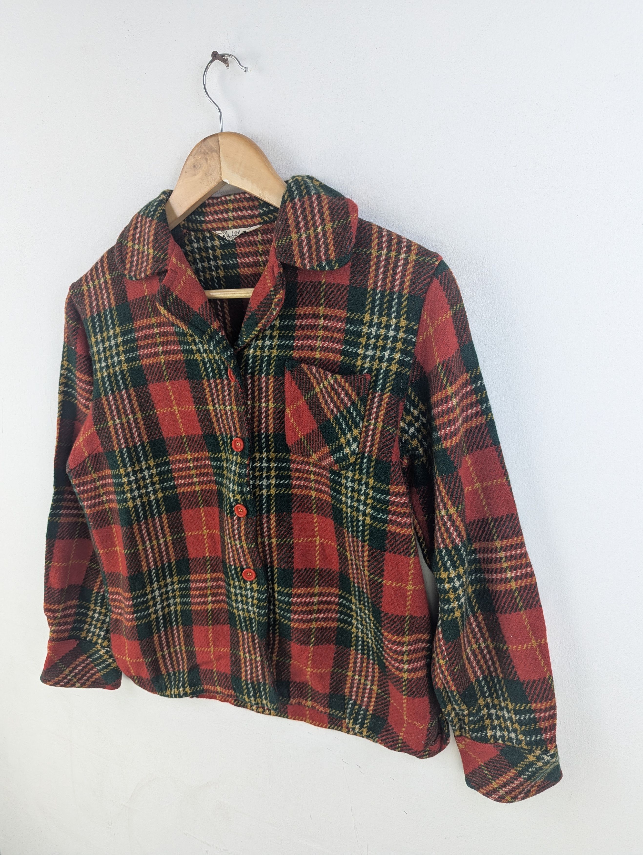 Flannel × Vintage Vintage Wool Shirt Button Up Checkered Scotland Pattern Size M / US 6-8 / IT 42-44 - 2 Thumbnail