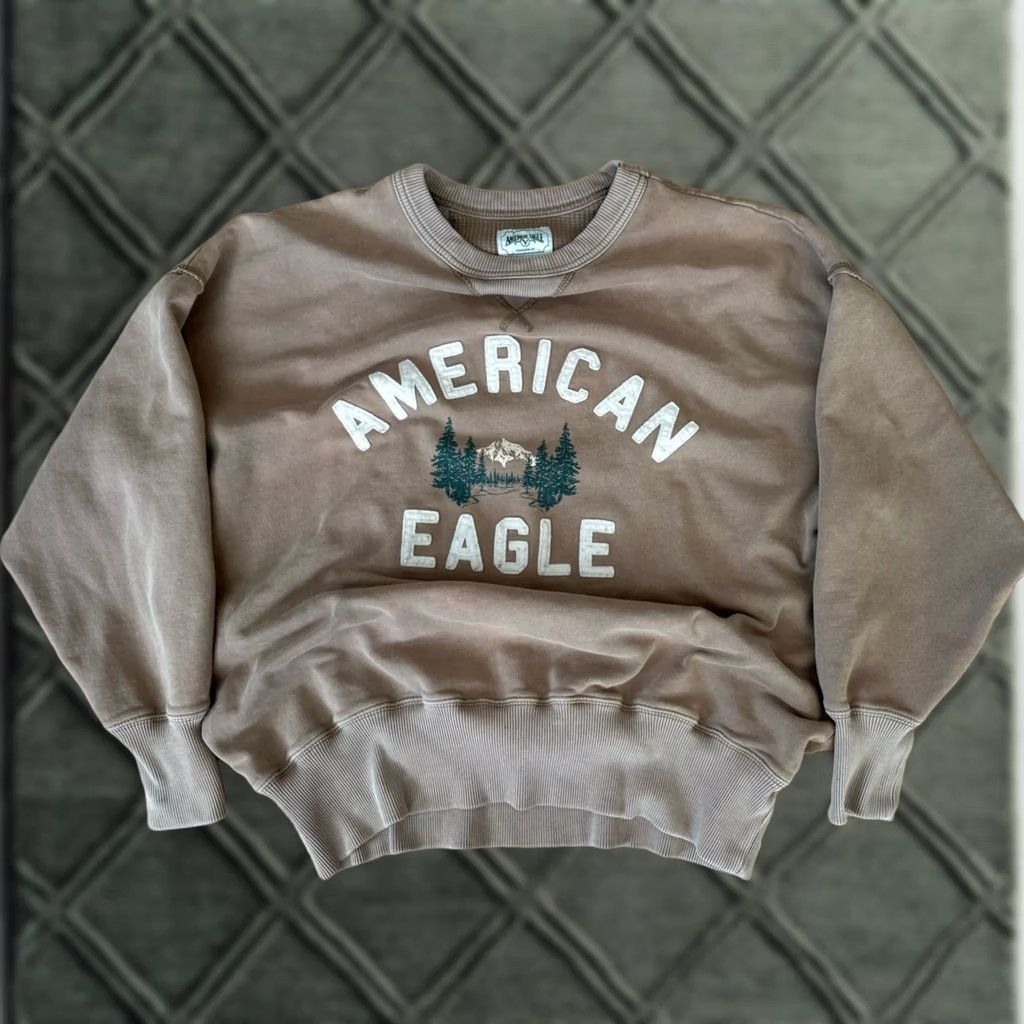 American Eagle Outfitters Y2K Sweatshirt - American Eagle Outfitters Brown Logo Graphic Fleece - Adult S Size US S / EU 44-46 / 1 - 1 Thumbnail