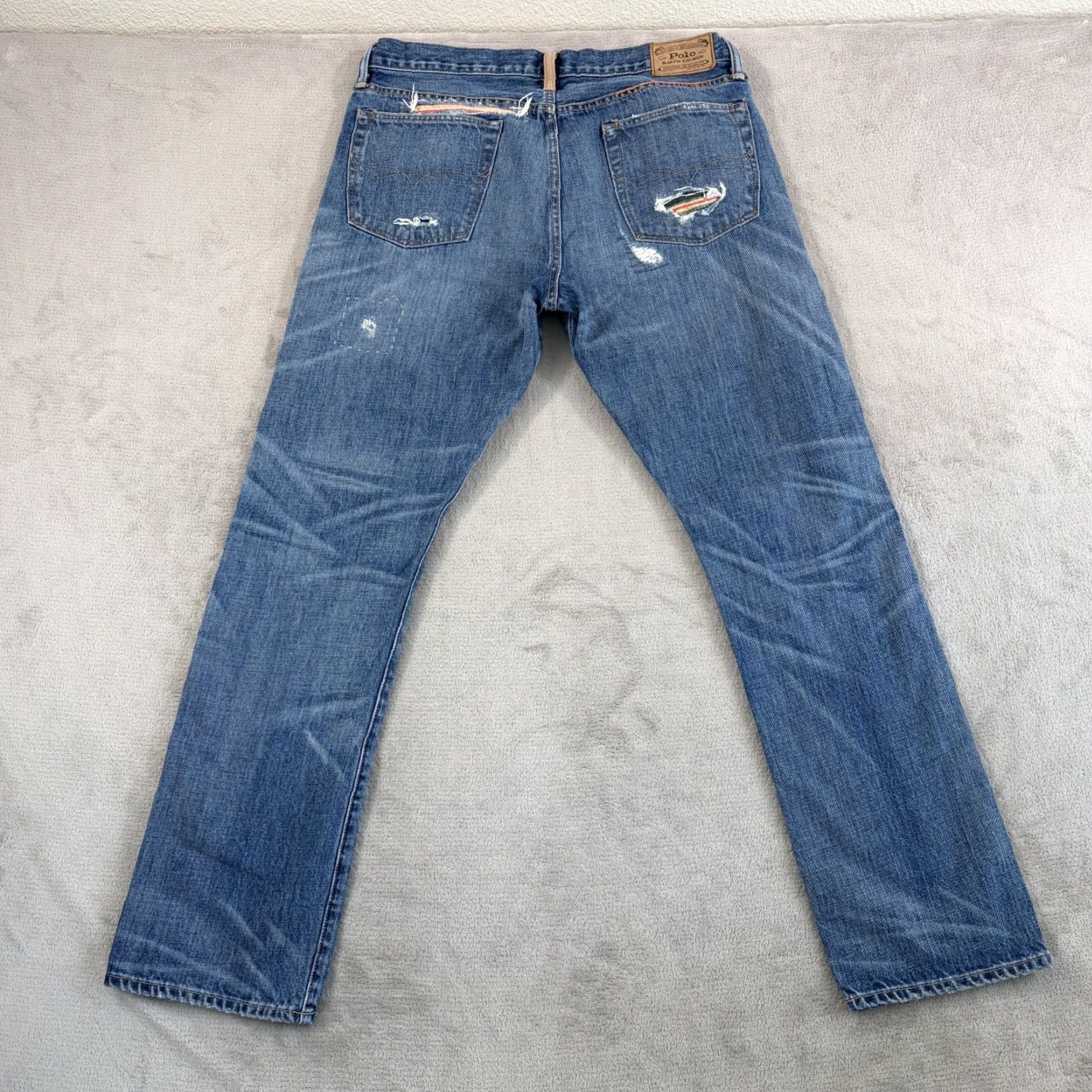 Polo Ralph Lauren VINTAGEPOLO RALPH LAUREN Varick Slim Straight Serape Patch Distressed Jeans Men 34x32 Size US S / EU 44-46 / 1 - 5 Thumbnail