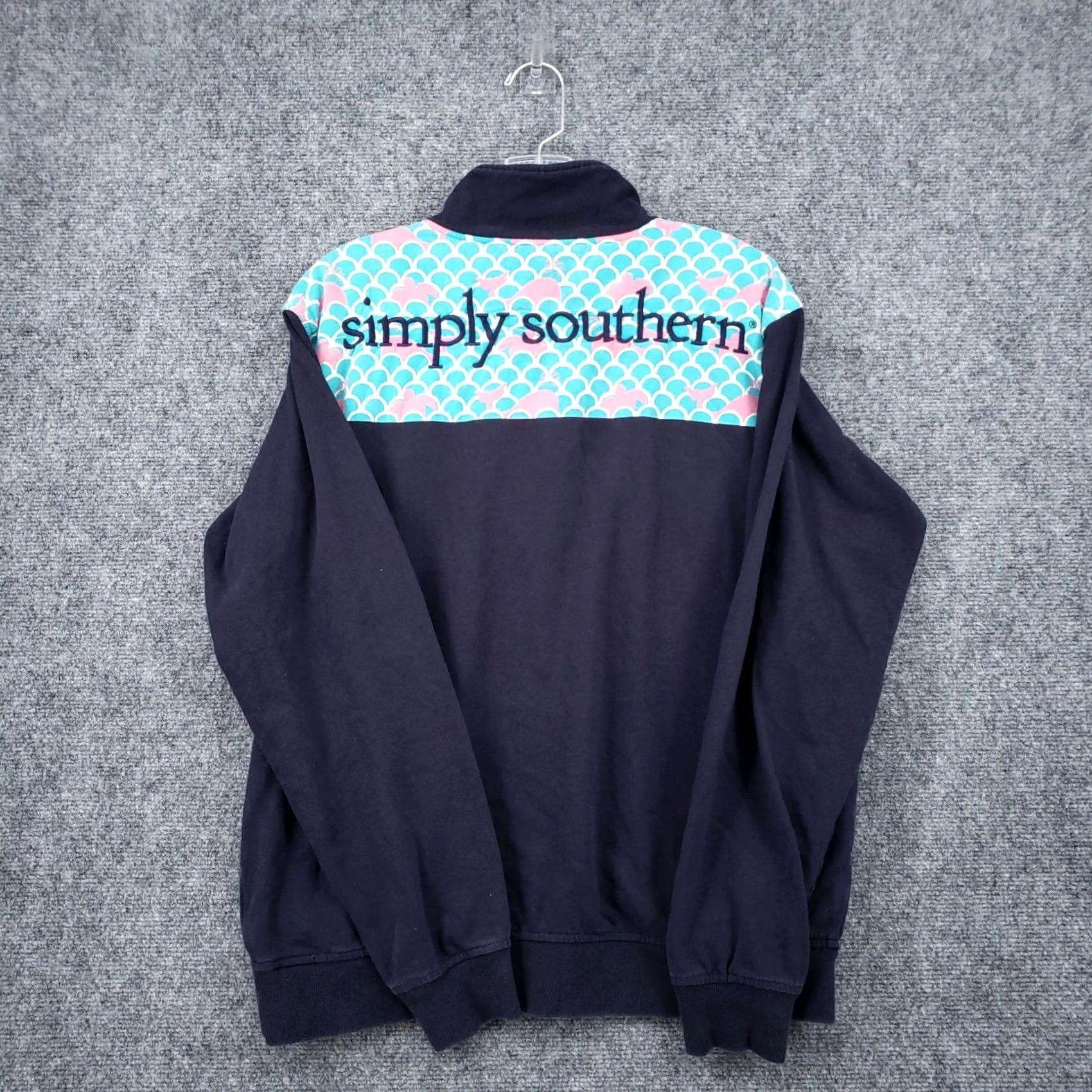 Vintage Simply Southern Sweatshirt Womens M Medium Blue Quarter Zip Fish Elbow Patch Size M / US 6-8 / IT 42-44 - 2 Thumbnail